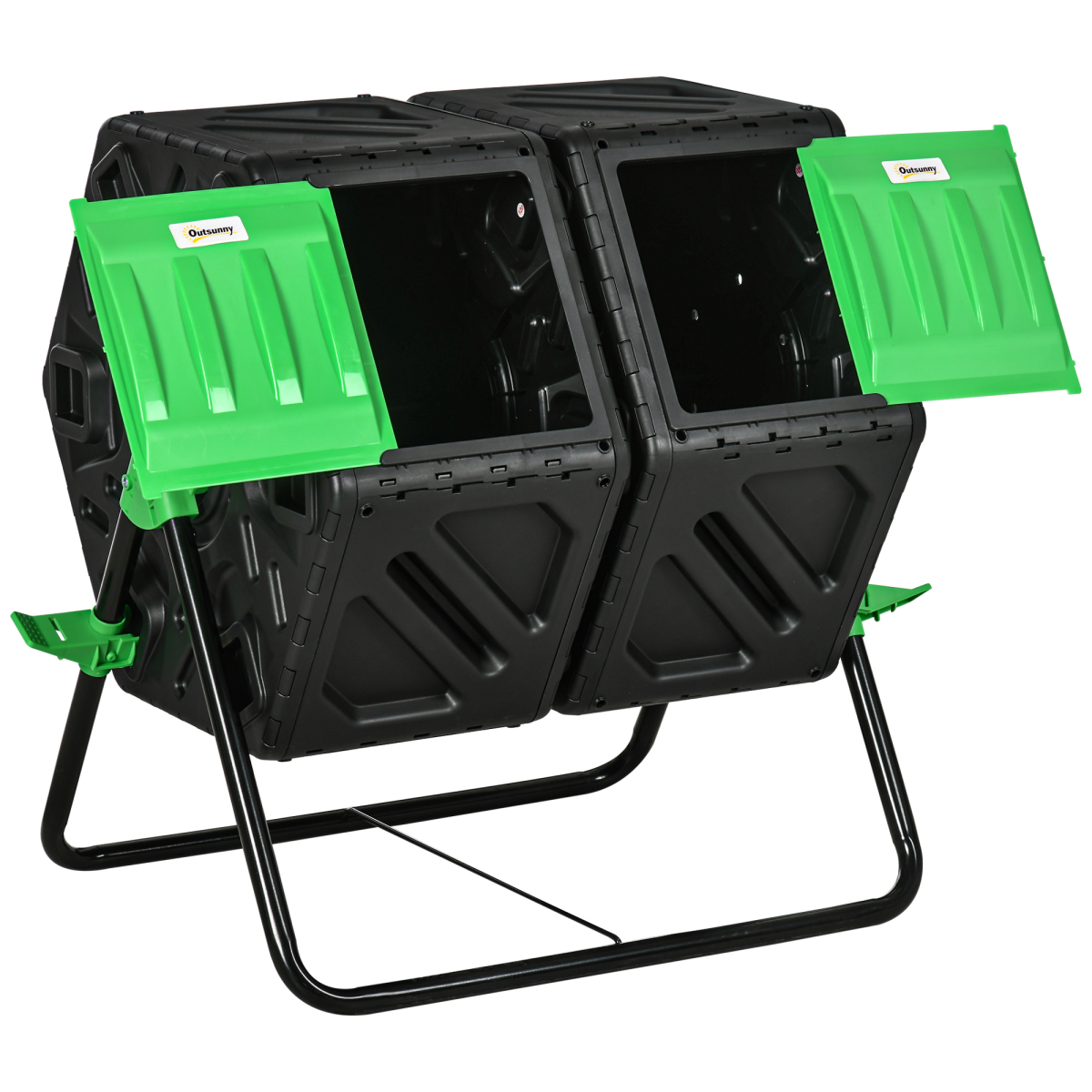 Outsunny 130L Dual Chamber Rotating Compost Bin Tumbler with Ventilation Holes – Garden Composter