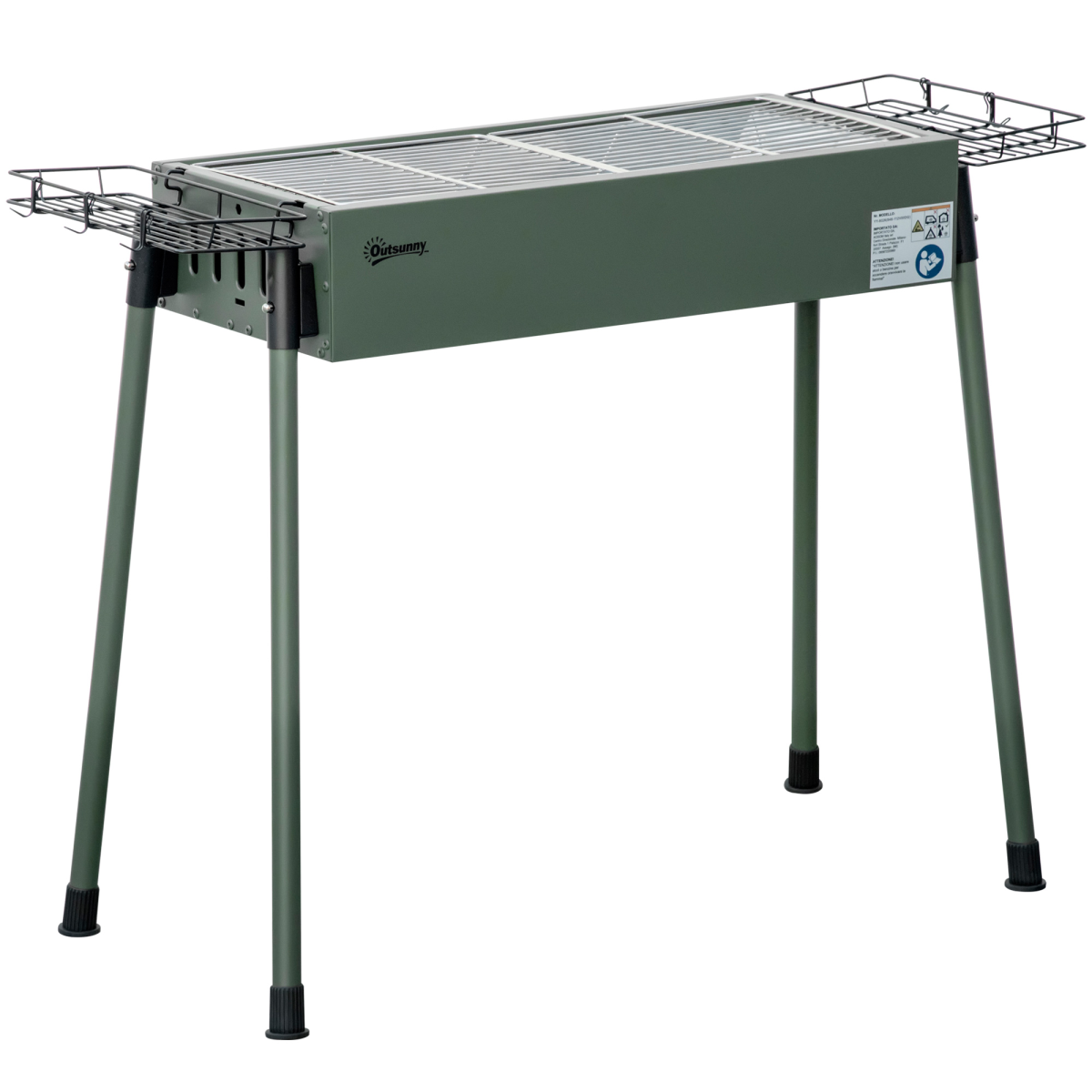 Outsunny Portable Charcoal Barbecue Grill with Two Storage Baskets, Hooks & Removable Legs – Garden BBQ