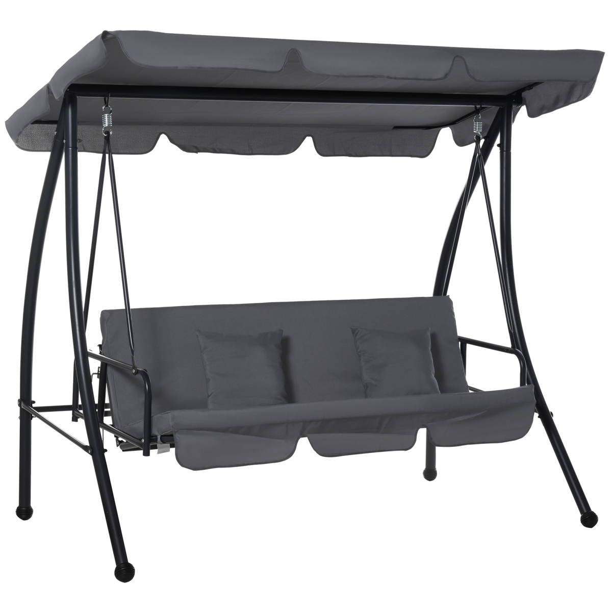 Dark grey 2-in-1 patio swing chair hammock bed