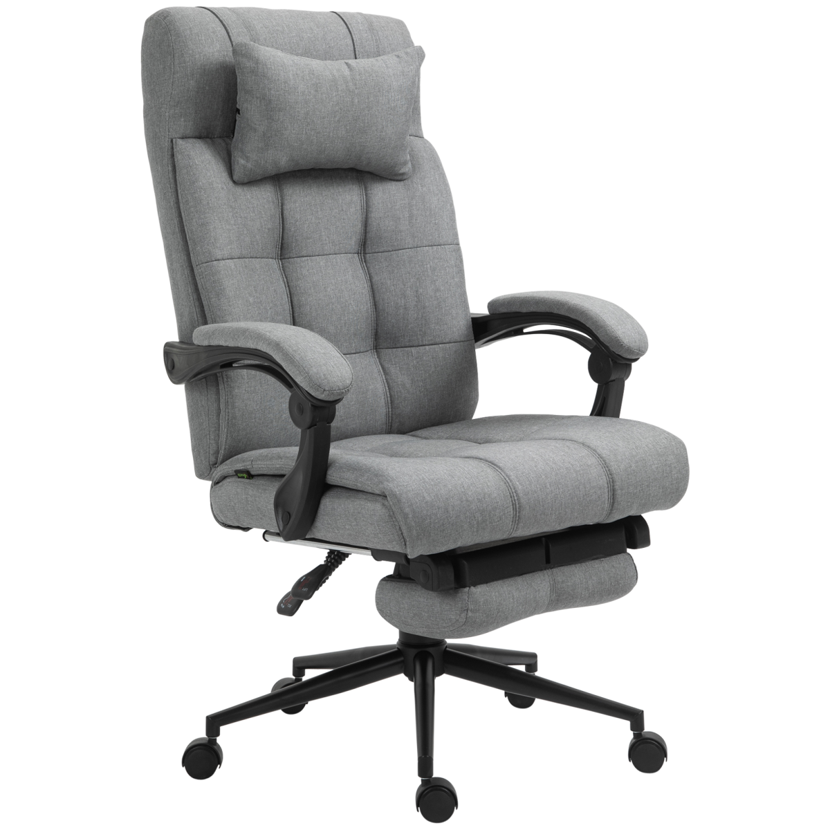 Light grey reclining office chair with footrest