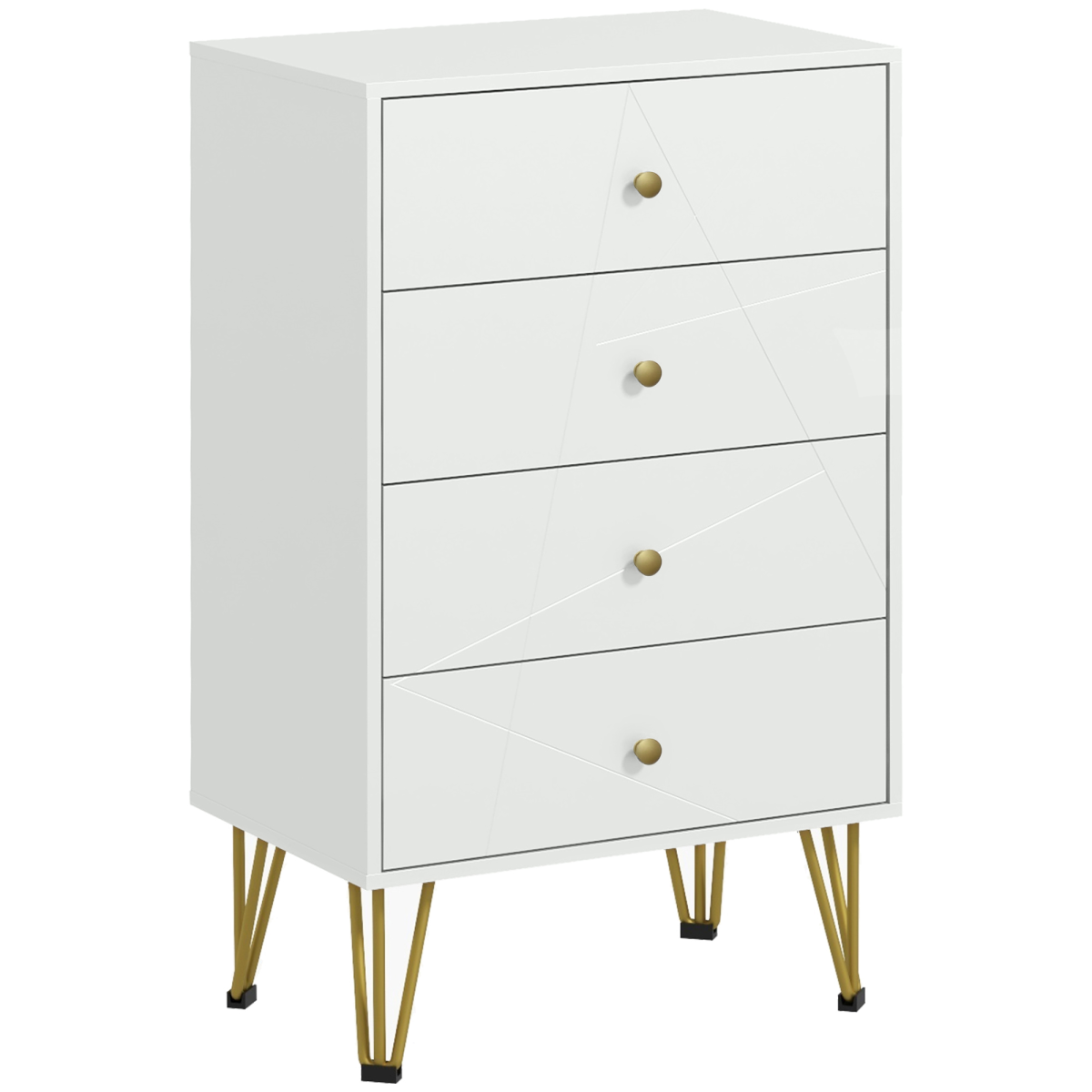 HOMCOM 4-Drawer Chest of Drawers with Hairpin Metal Legs – Bedroom Storage Organiser, White