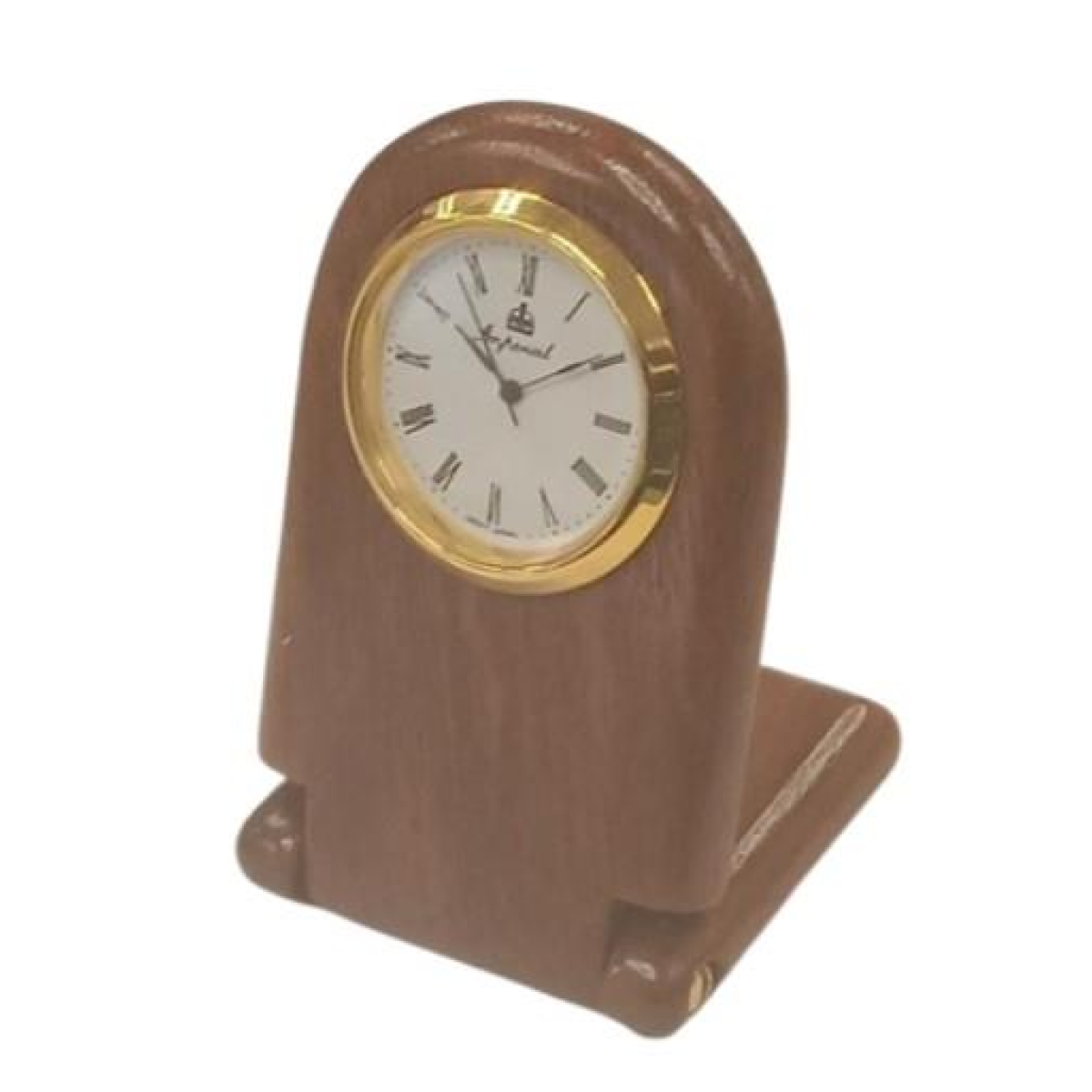 Imperial Miniature Wooden Desk Clock with Gold Trim – Handcrafted Natural Wood, Matt Brown, IMP305
