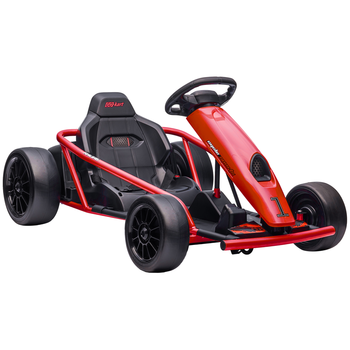 HOMCOM 24V Electric Go Kart for Kids with Music, Horn & Slow Start – Drifting Ride-On, Red