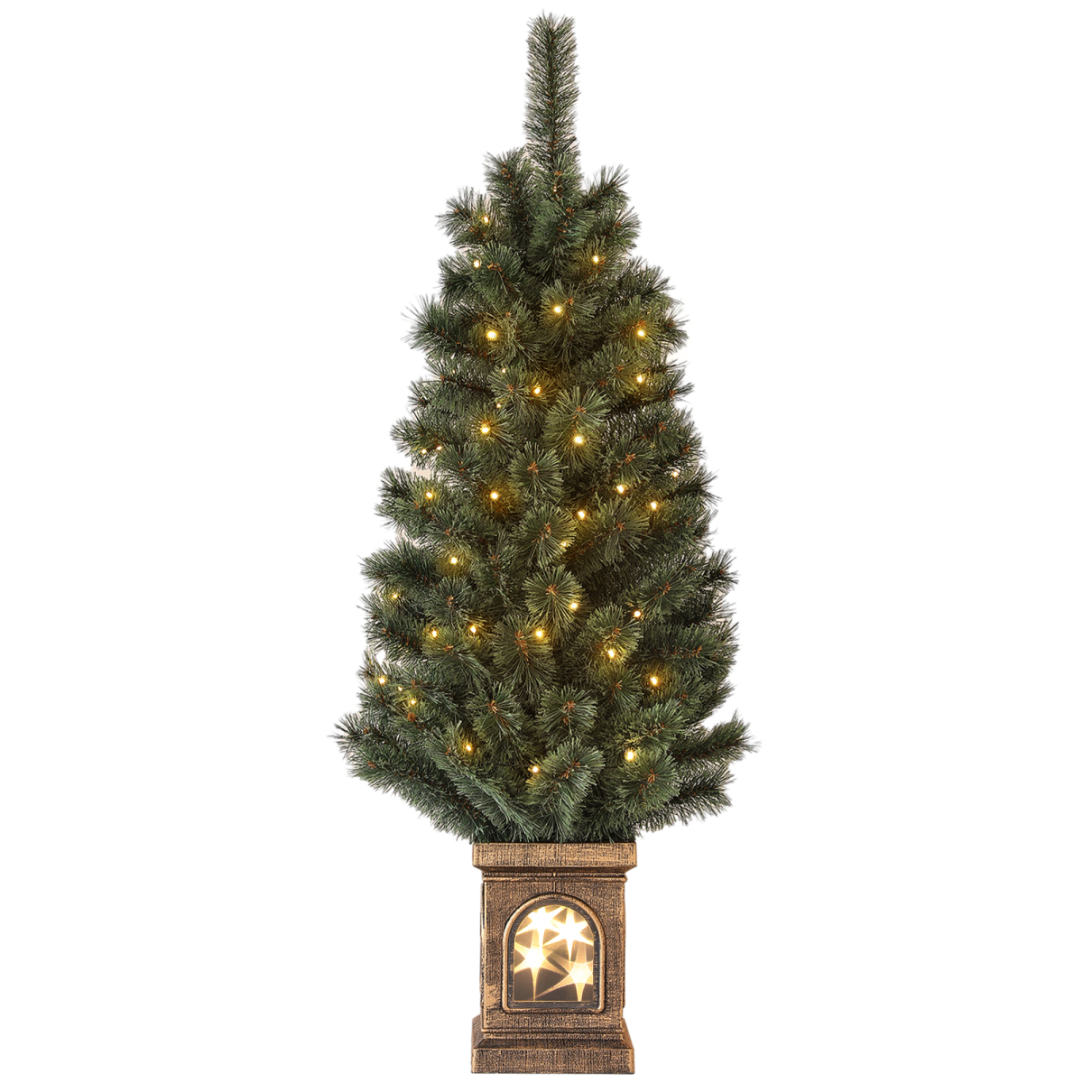 HOMCOM 4ft Artificial Christmas Tree with 80 Warm White LED Lights, Remote & Timer – Indoor Festive Decor, Green