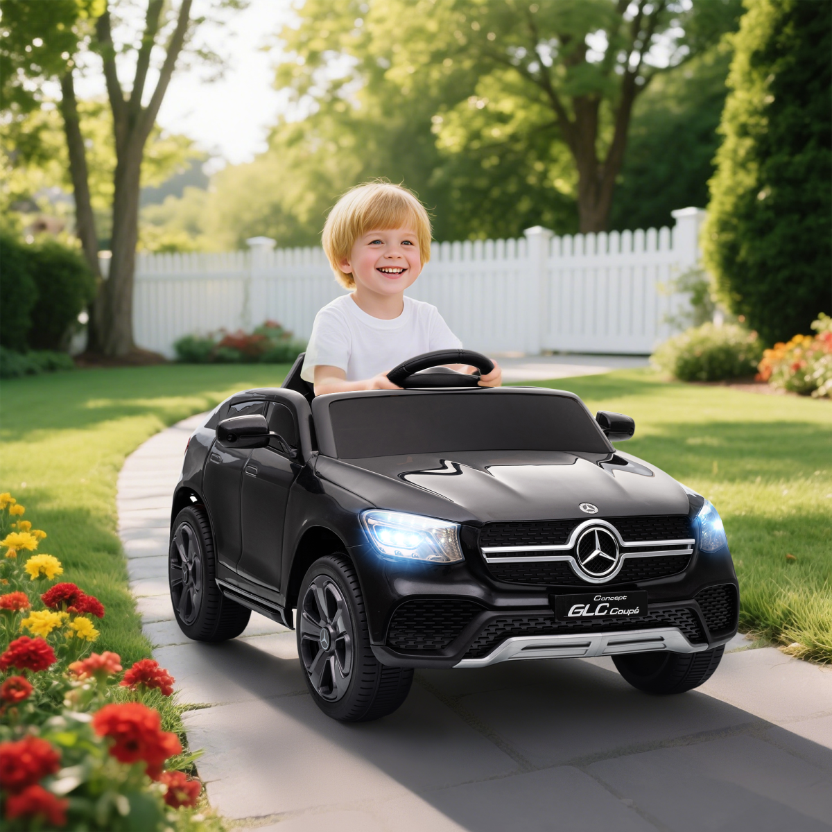 Mercedes-Benz GLC Coupe 12V Electric Ride-On Car with 2.4G Remote, MP3 Player & LED Lights – Kids, Black