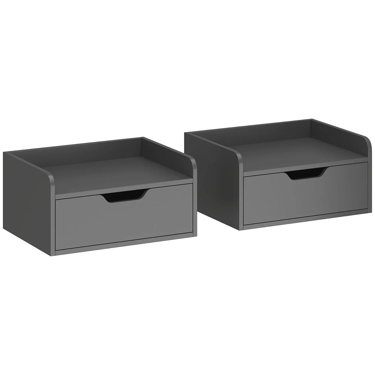 HOMCOM Set of 2 Floating Nightstands with Drawer – Wall-Mounted Bedside Tables for Bedroom, Black