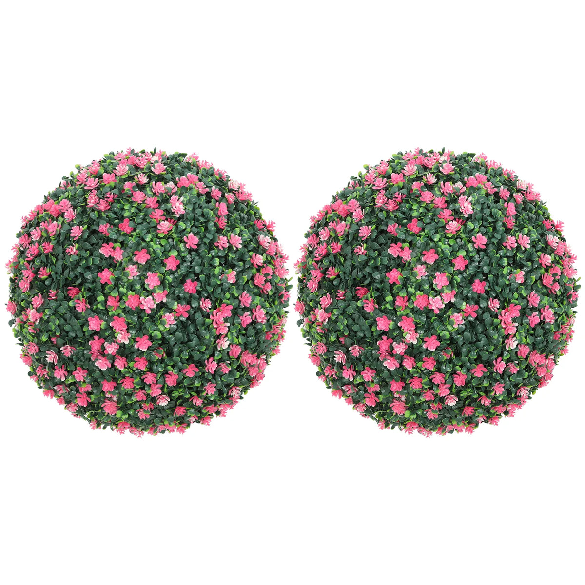 HOMCOM Set of Two Artificial Boxwood Balls Plants – Pink