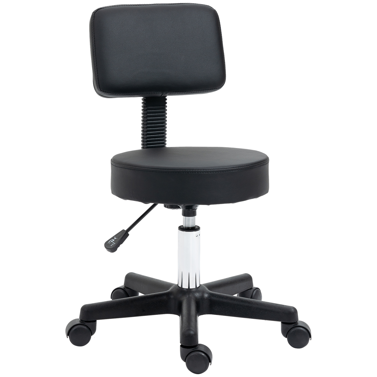 HOMCOM Beautician's Swivel Salon Chair with Padded Seat and Back, 72–84cm Adjustable Height, 5 Wheels – Black