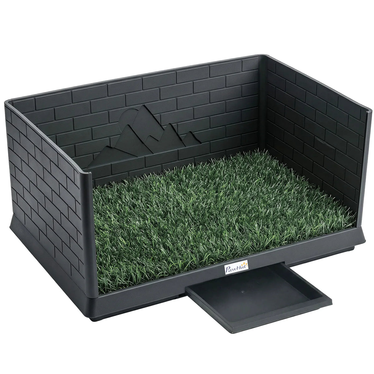 PawHut Dog Toilet Tray with High Walls, Grass Turf & Slide-Out Tray – Indoor Outdoor Potty Training