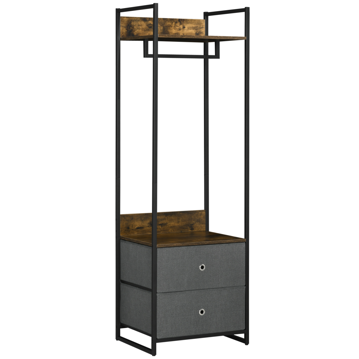 Industrial clothes rail with drawers