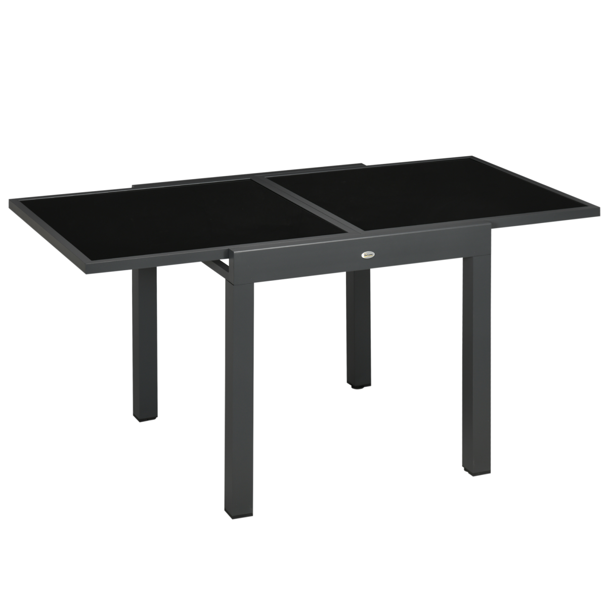 Outsunny Extendable Outdoor Dining Table with Aluminium Frame & Tempered Glass Top – Patio Table, Black