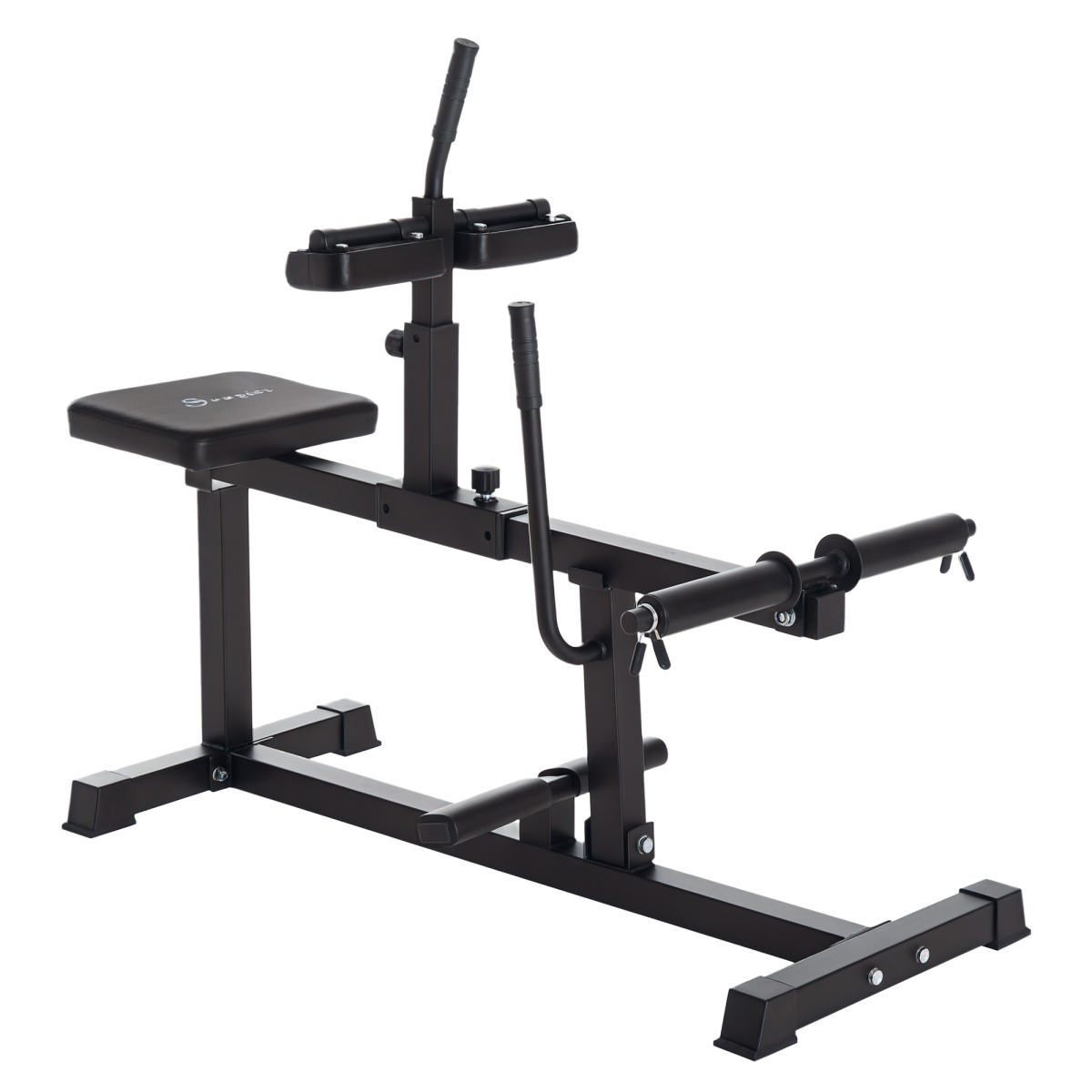 SPORTNOW Seated Adjustable Leg Extension Machine, Plate Loaded with Dual Olympic Posts – Black