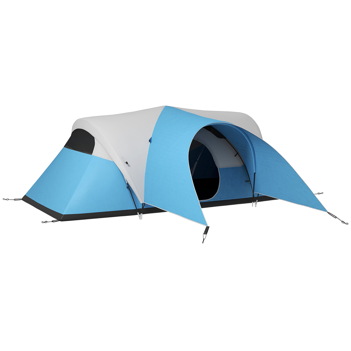 Outsunny 5–6 Person Camping Tent with Porch & Sewn-In Groundsheet, 3000mm Waterproof – Family Tent, Blue