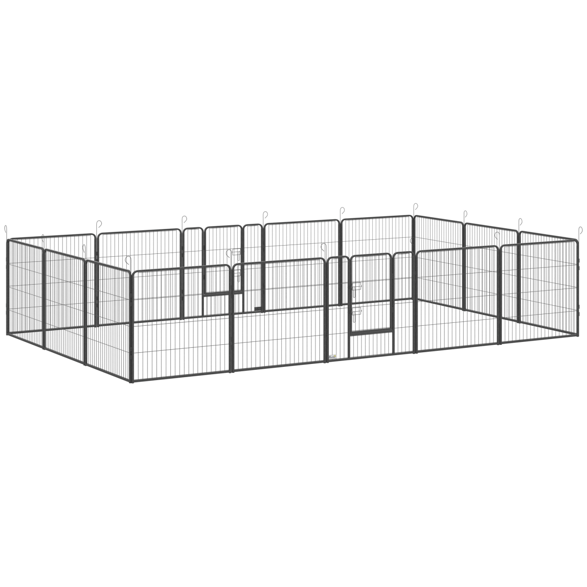 PawHut 16-Panel Heavy Duty Dog Playpen with Doors and Ground Stakes – Foldable Puppy Pen for Small and Medium Dogs, 80 cm High