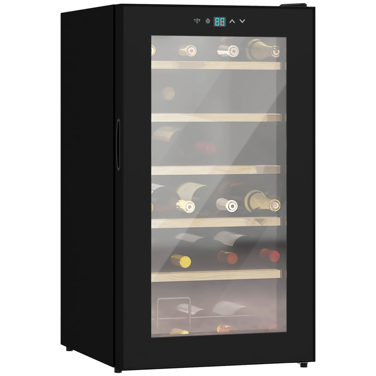 HOMCOM 24 Bottle Wine Fridge with Glass Door, Touch Screen Control & LED Light – Freestanding Wine Cooler
