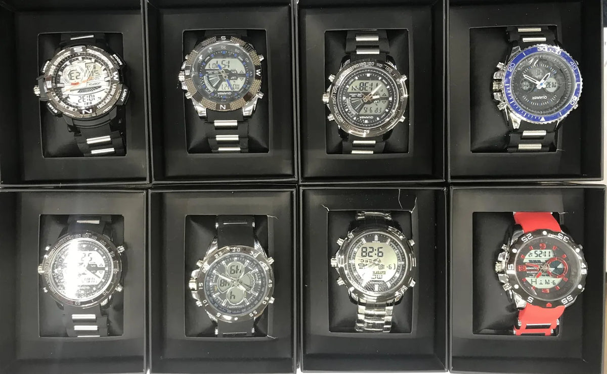 Quamer Gents Digital & Analogue Dual Time Watch – Men's Wristwatch, Assorted Designs and Colours