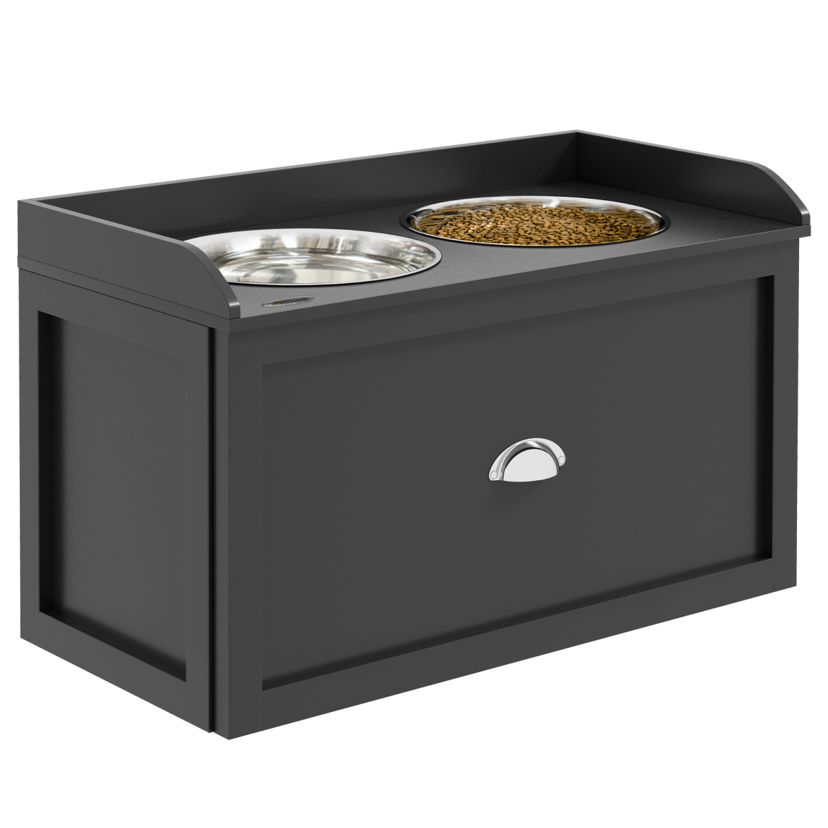 PawHut Stainless Steel Raised Dog Bowl Stand with 21L Storage Drawer – Feeding Station for Large Dogs, Black