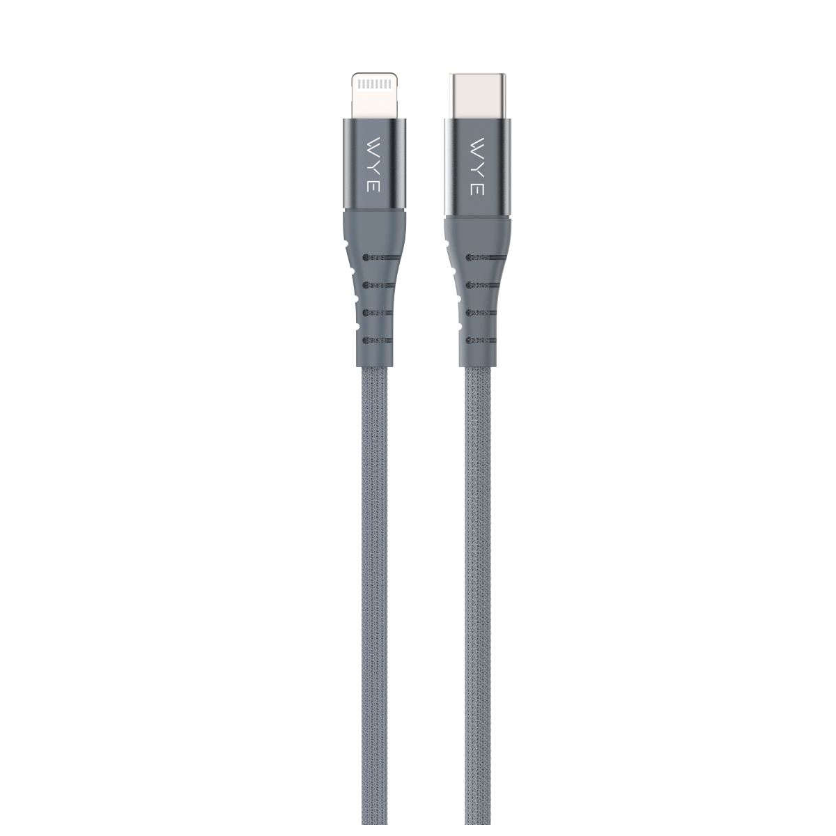 WYEFLOW 8-Pin Fast Charging & Data Cable with Knit Braid Wire and Aluminium Plug – 1m, Grey
