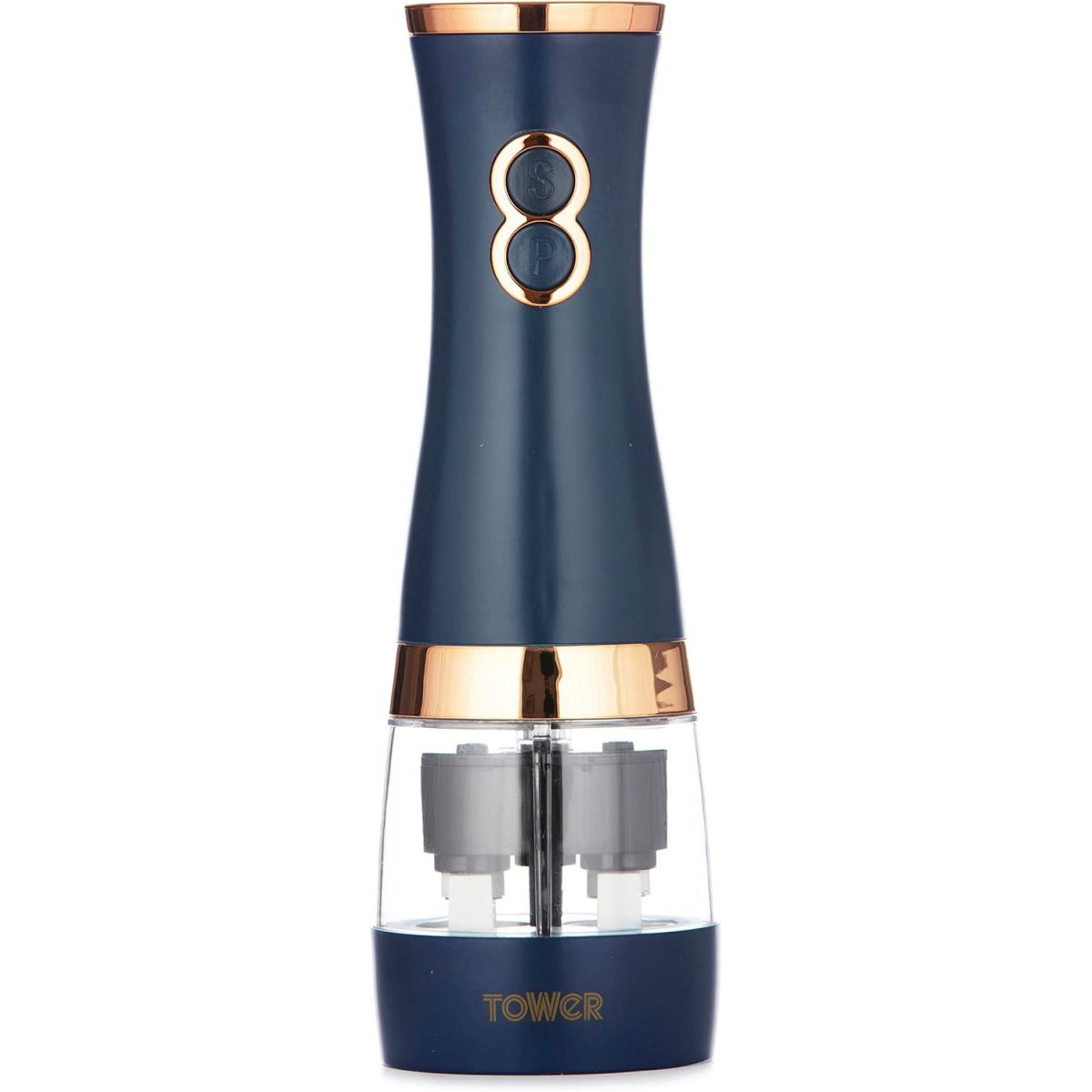 Tower Cavaletto Electric Salt and Pepper Mill Set with Ceramic Grinders – Battery Operated, Midnight Blue