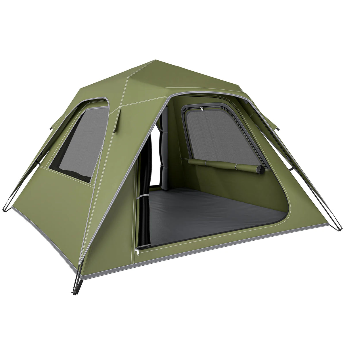Outsunny 2-3 Person Pop Up Tent with 3000mm Waterproof Rating, UPF50 & Mesh Windows – Instant Camping Tent, Green