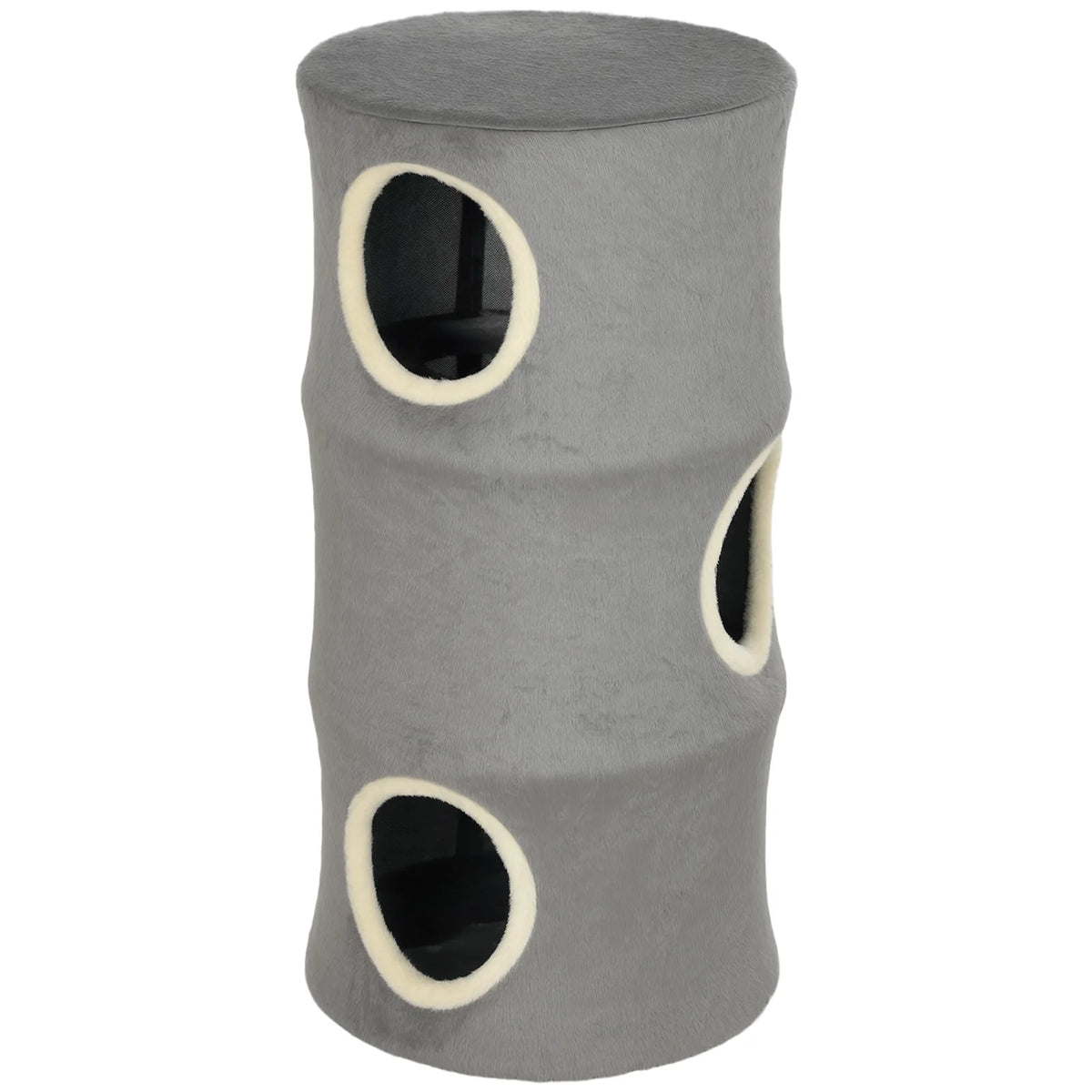 PawHut Four-Tier Cat Tree Tower with Connected Cubby and Removable Plush Cover – Space-Saving Cat Condo