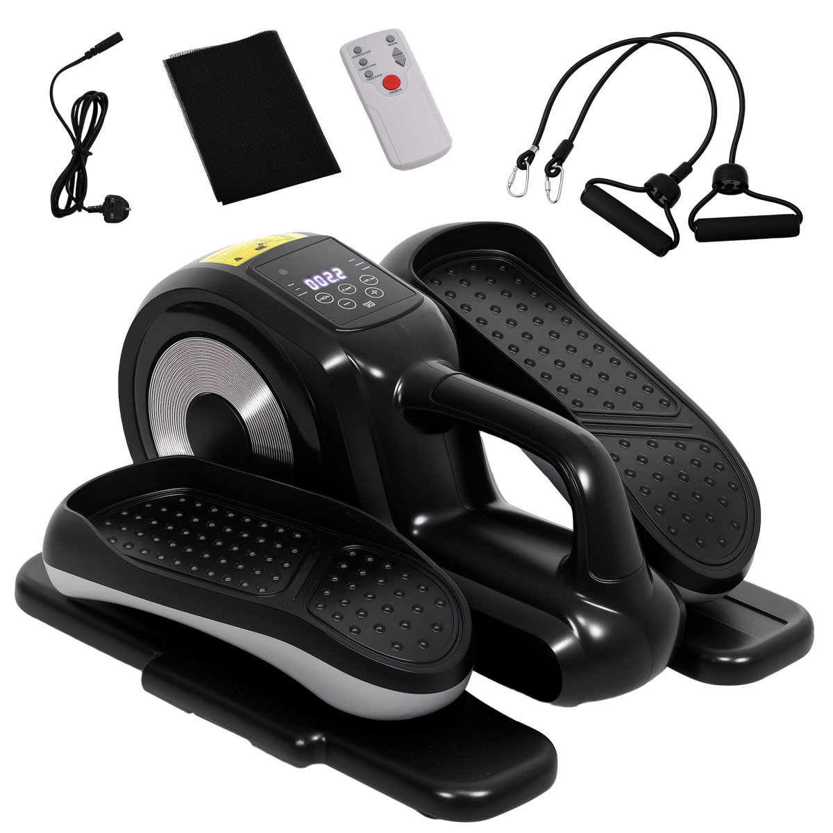 SPORTNOW Mini Elliptical Machine with Remote Control & LCD Monitor – Seated Pedal Exerciser, 12 Speeds, Black