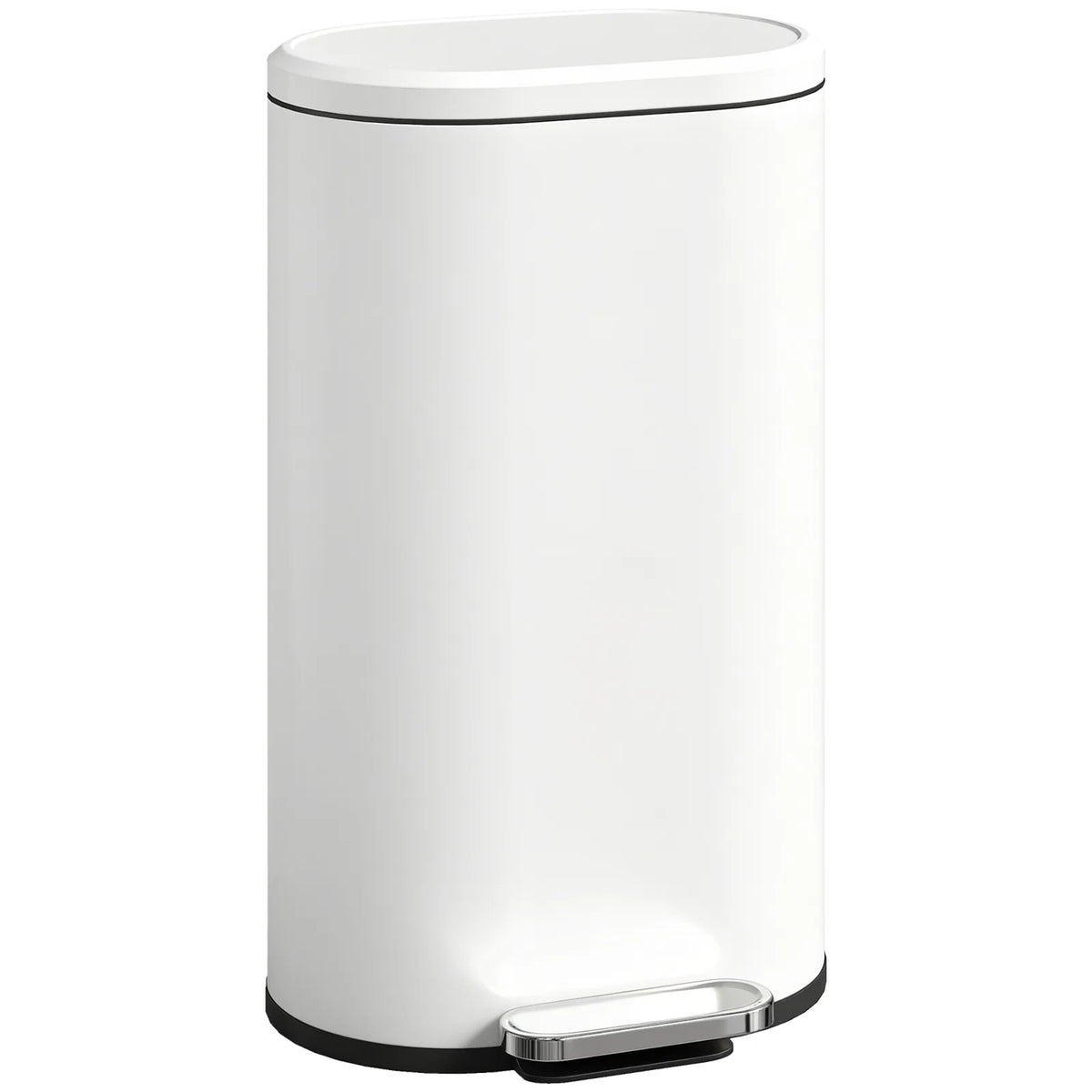 HOMCOM 30L Curved Pedal Kitchen Bin with Soft-Close Lid and Removable Bucket – Slim Waste Bin, Cream