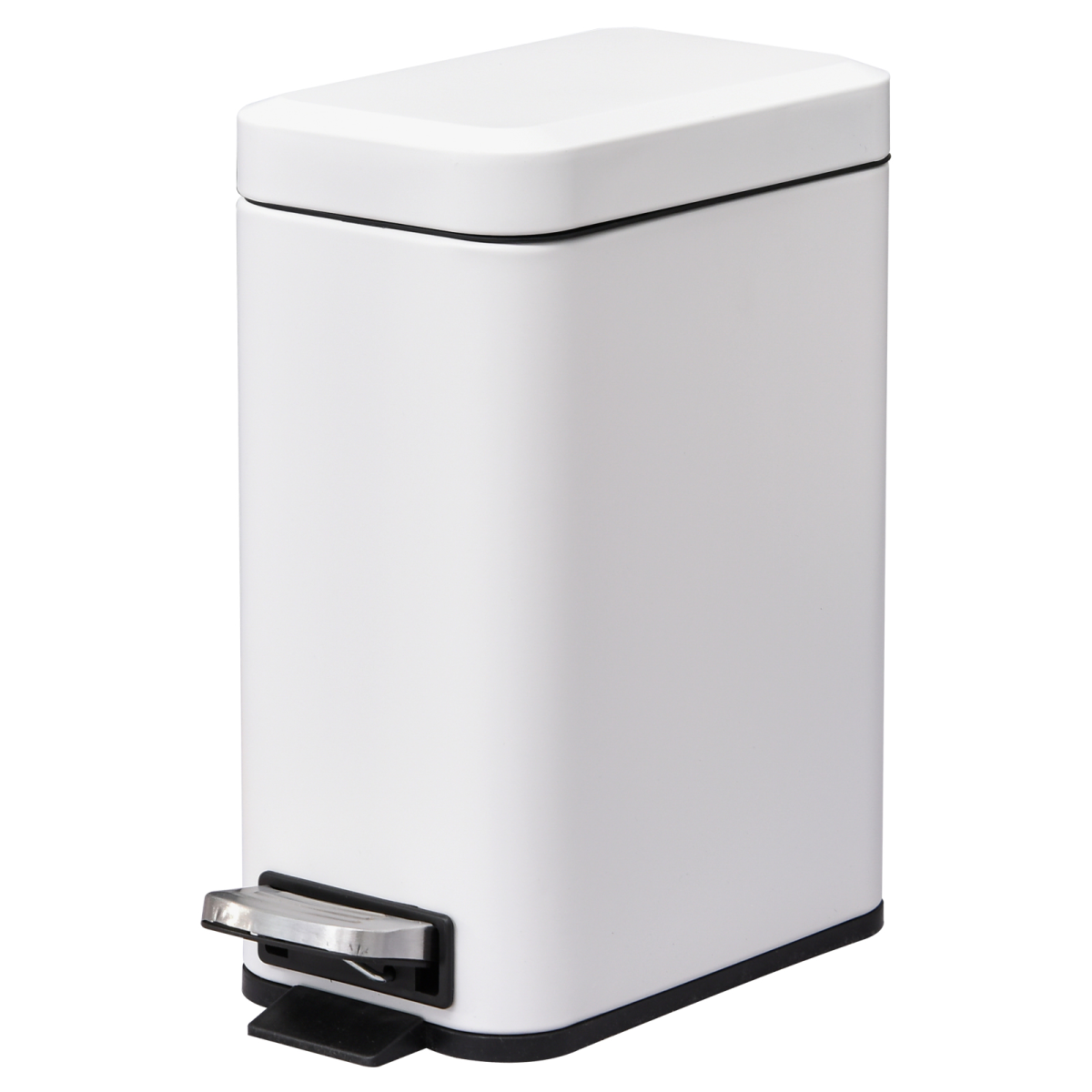 HOMCOM 5L Rectangular Steel Pedal Bin with Soft-Close Lid & Removable Inner Bucket – Compact White Kitchen Bin