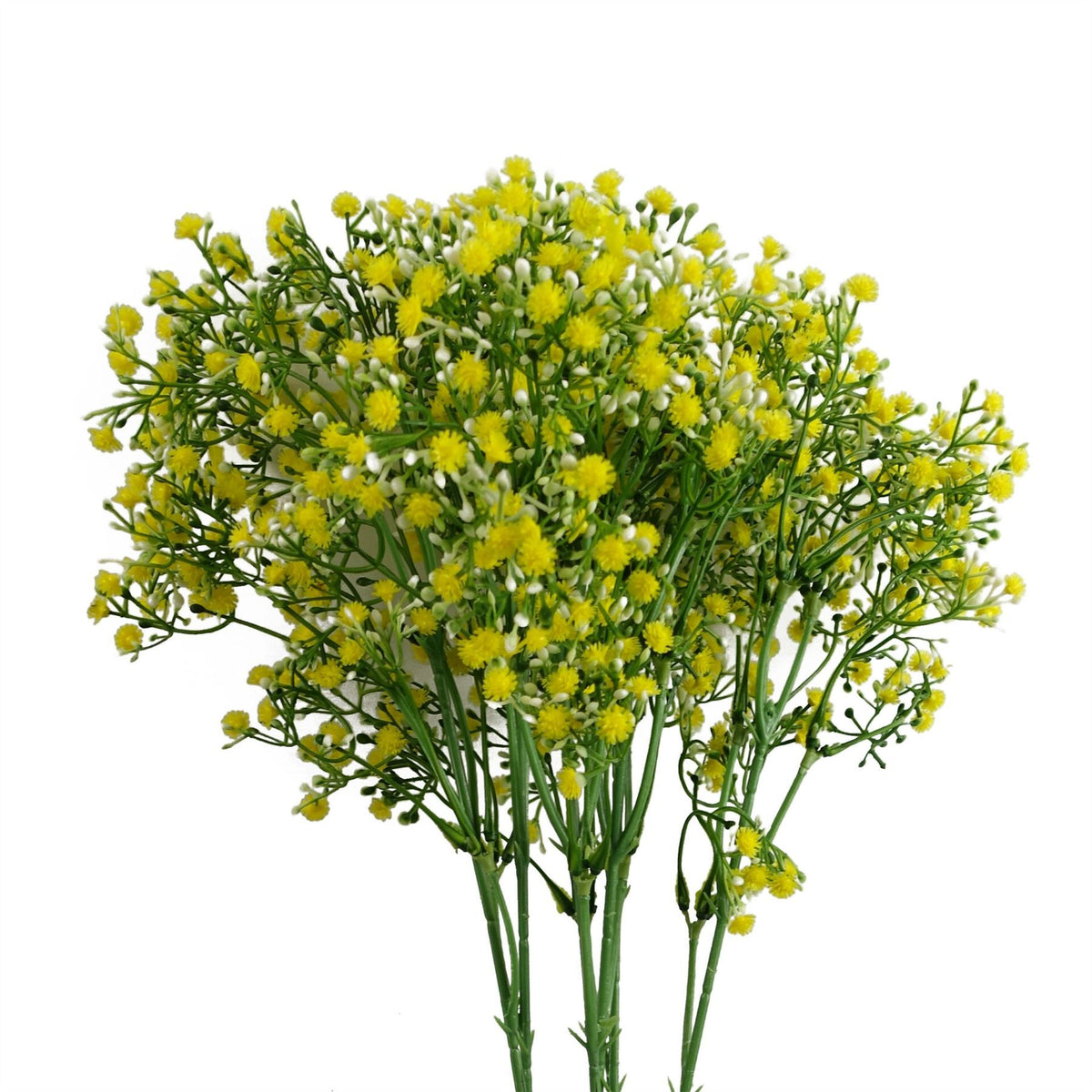 Artificial Yellow Gypsophila Stems, Pack of 6 – 55cm Wired Faux Flowers for Arrangements
