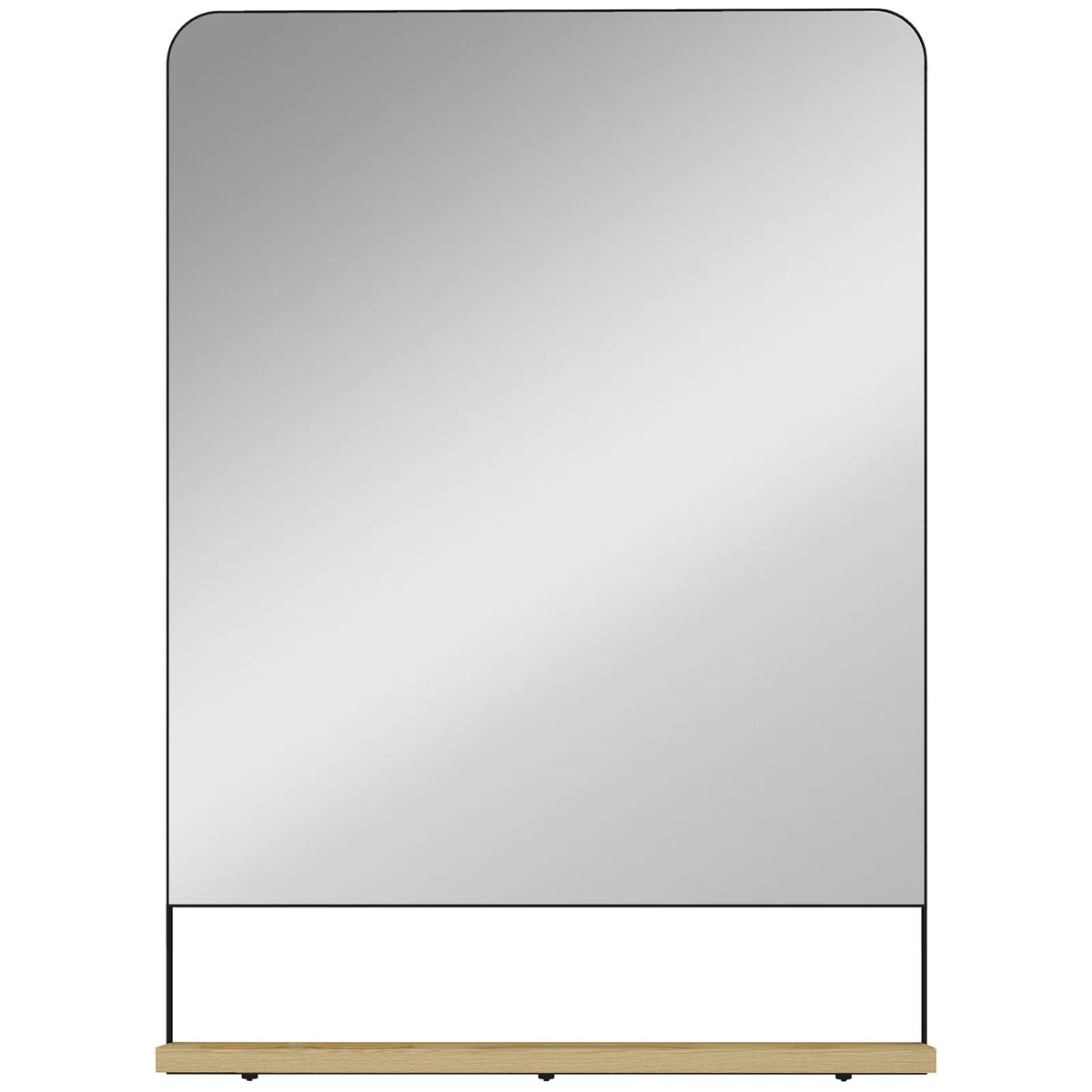 HOMCOM Wall Mirror with Wood Shelf – Black