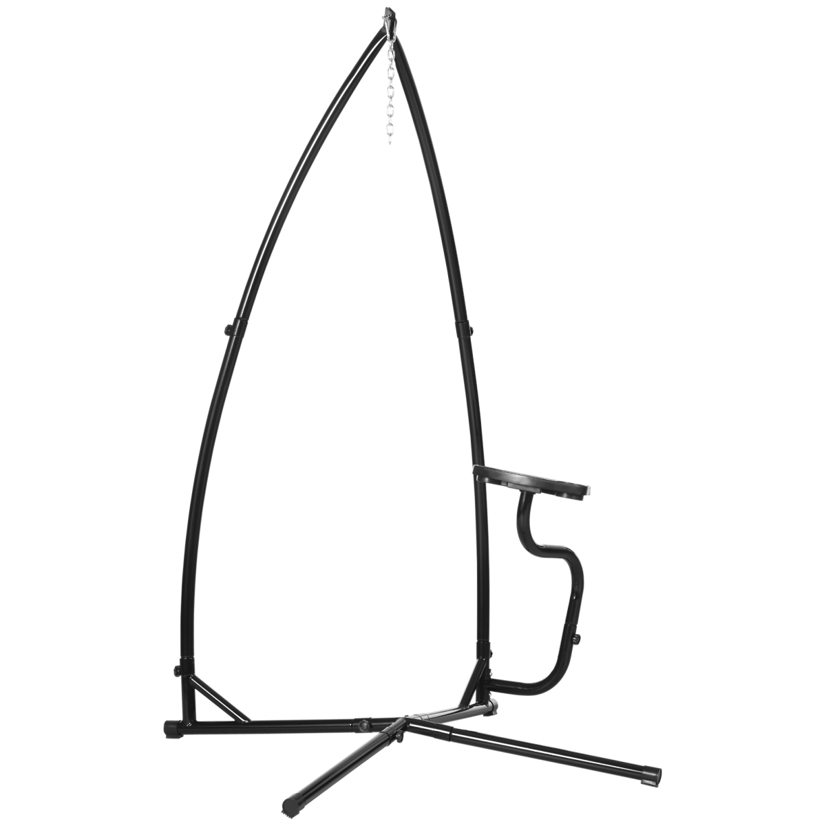 Outsunny Heavy Duty Metal C-Frame Hammock Chair Stand with Side Table – Indoor & Outdoor, Stand Only