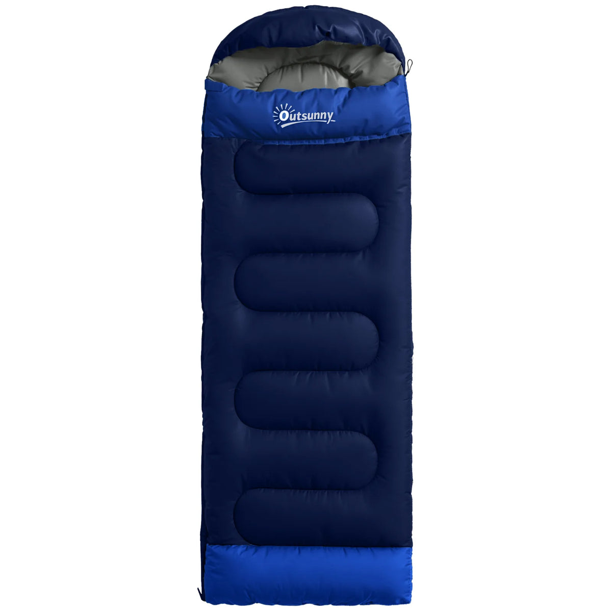 Outsunny 3 Season Sleeping Bag for Adults with L-Shaped Zip, Opens into Quilt – Lightweight & Compact, Navy Blue