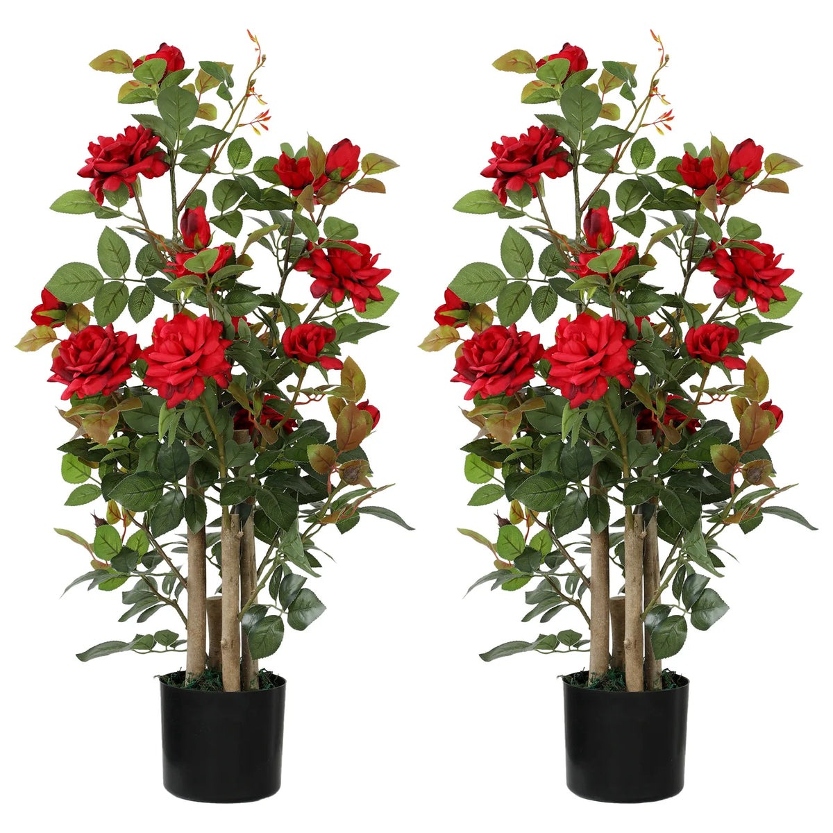HOMCOM 90cm Artificial Rose Tree Set of 2
