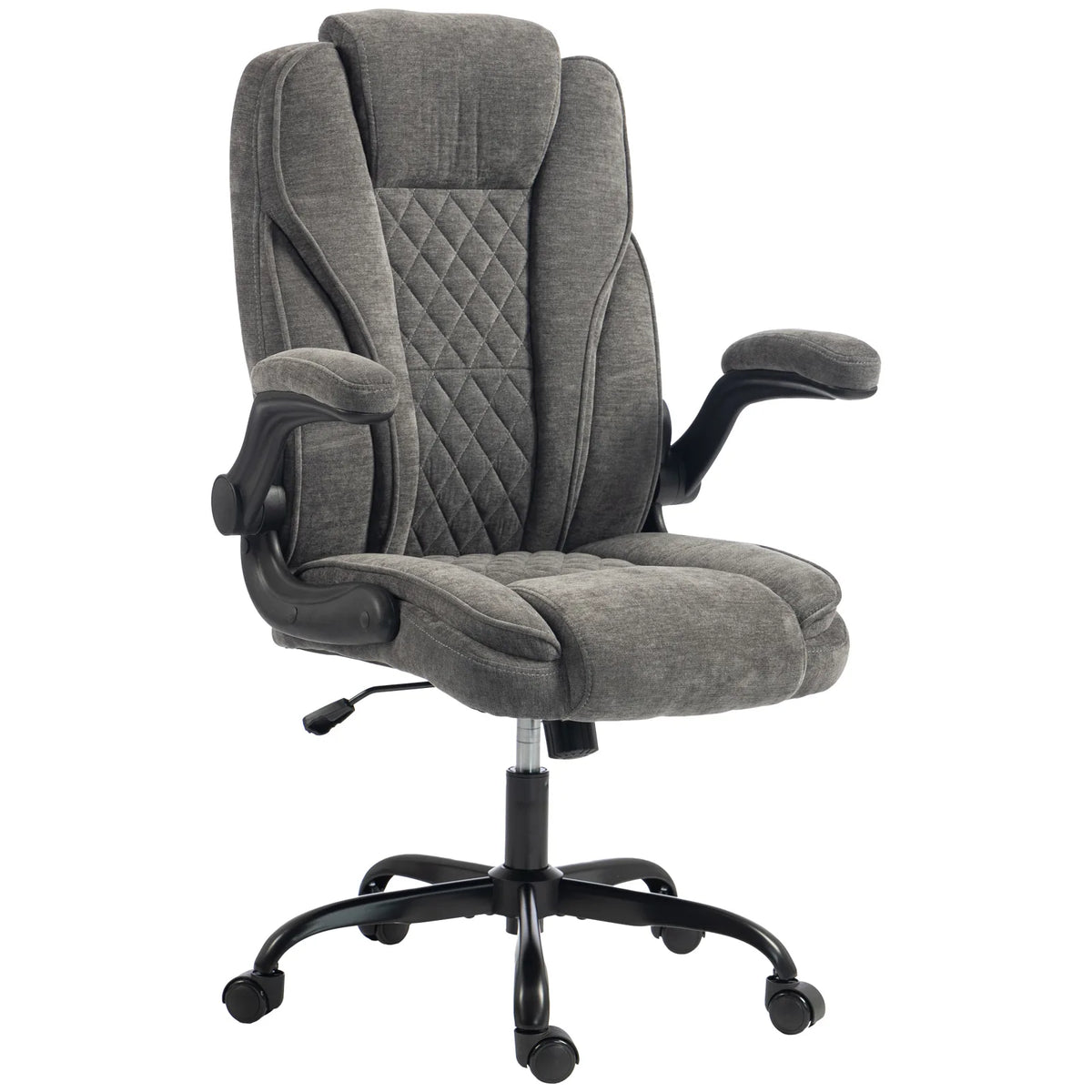 HOMCOM Ergonomic Office Chair with Flip-up Armrests & Pocket Springs – Swivel Rocking Desk Chair, Dark Grey