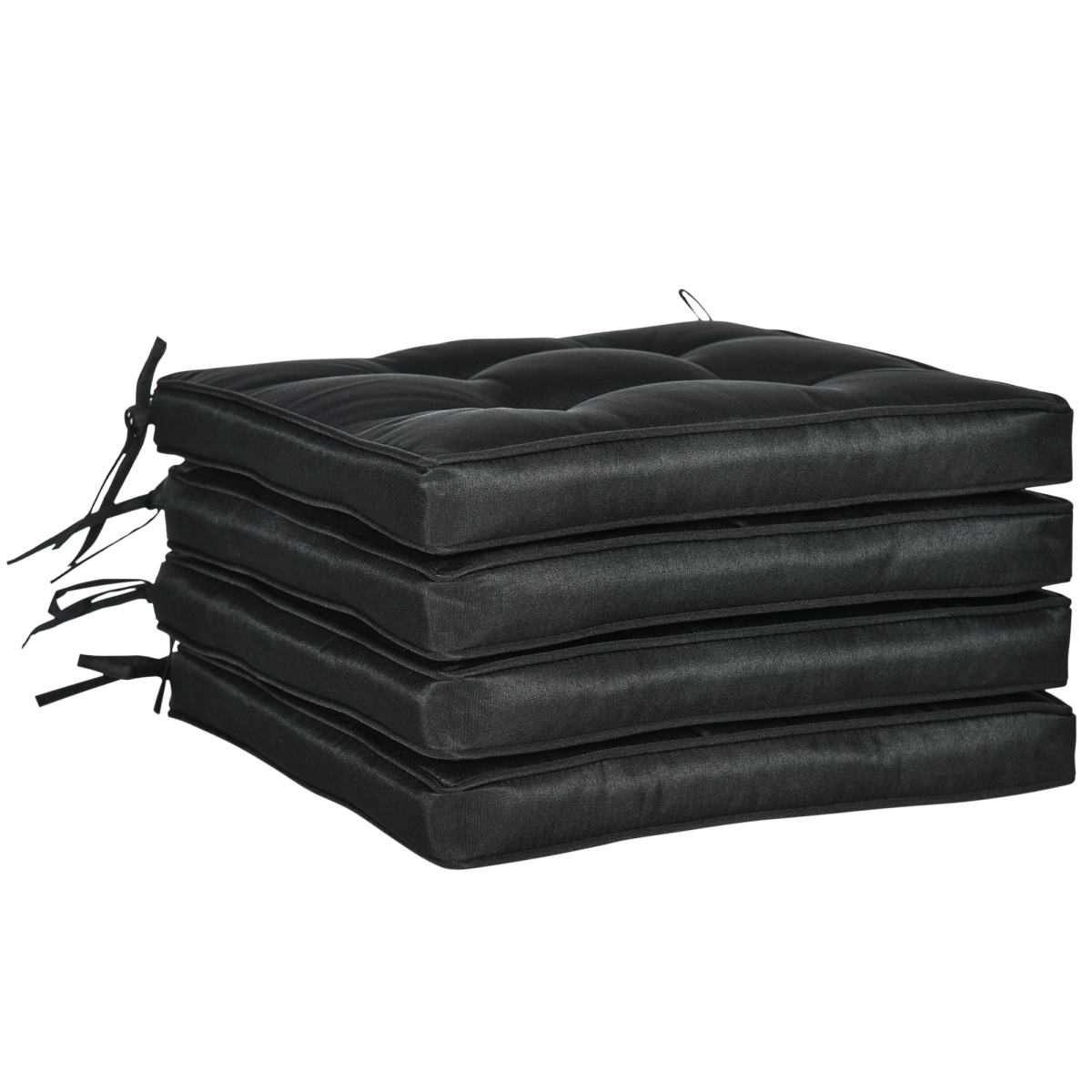 Outsunny Garden Seat Cushion with Ties – Replacement Outdoor Dining Chair Seat Pad, Black