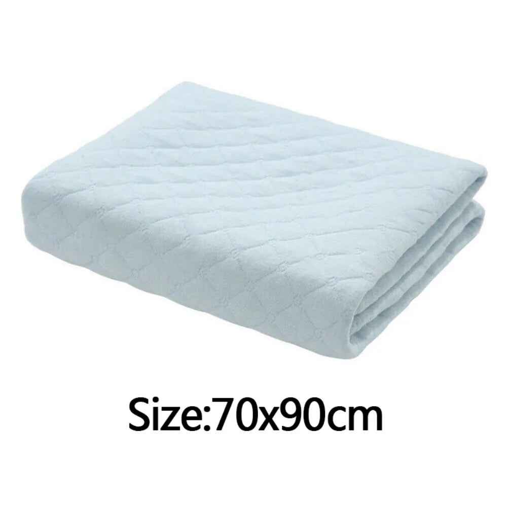 Washable Reusable Absorbent Incontinence Bed Pad, Four-Layer Mattress Protector – Light Blue
