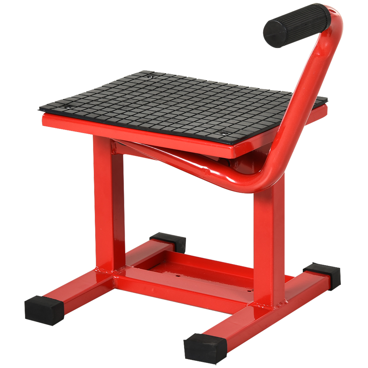 DURHAND Steel Motorbike Jack Lift with Crank Handle & Rubber Platform – 150kg Repair Stand for Garage Use