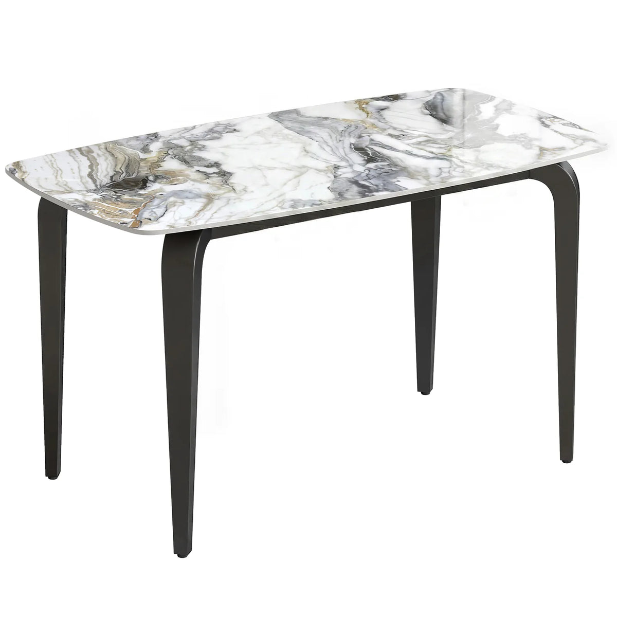HOMCOM Dining Table for 4 with Sintered Stone Top and Metal Legs – Modern Kitchen Table, White