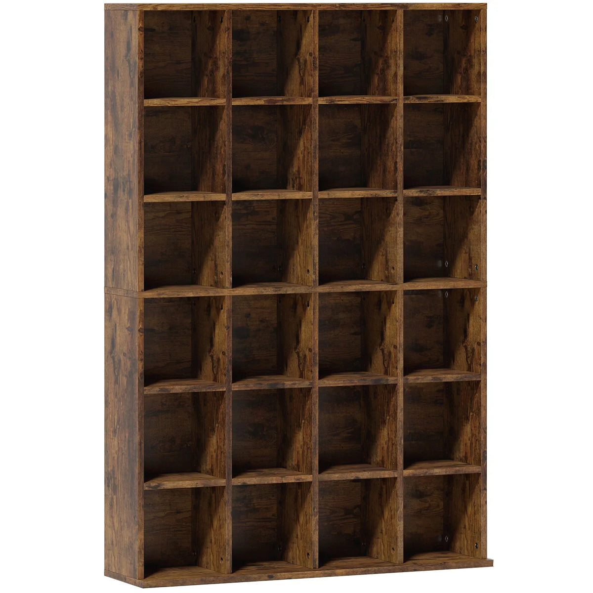 HOMCOM CD Storage Unit with 3-Level Adjustable Shelves – Slim Media Tower for CDs and DVDs, Rustic Brown