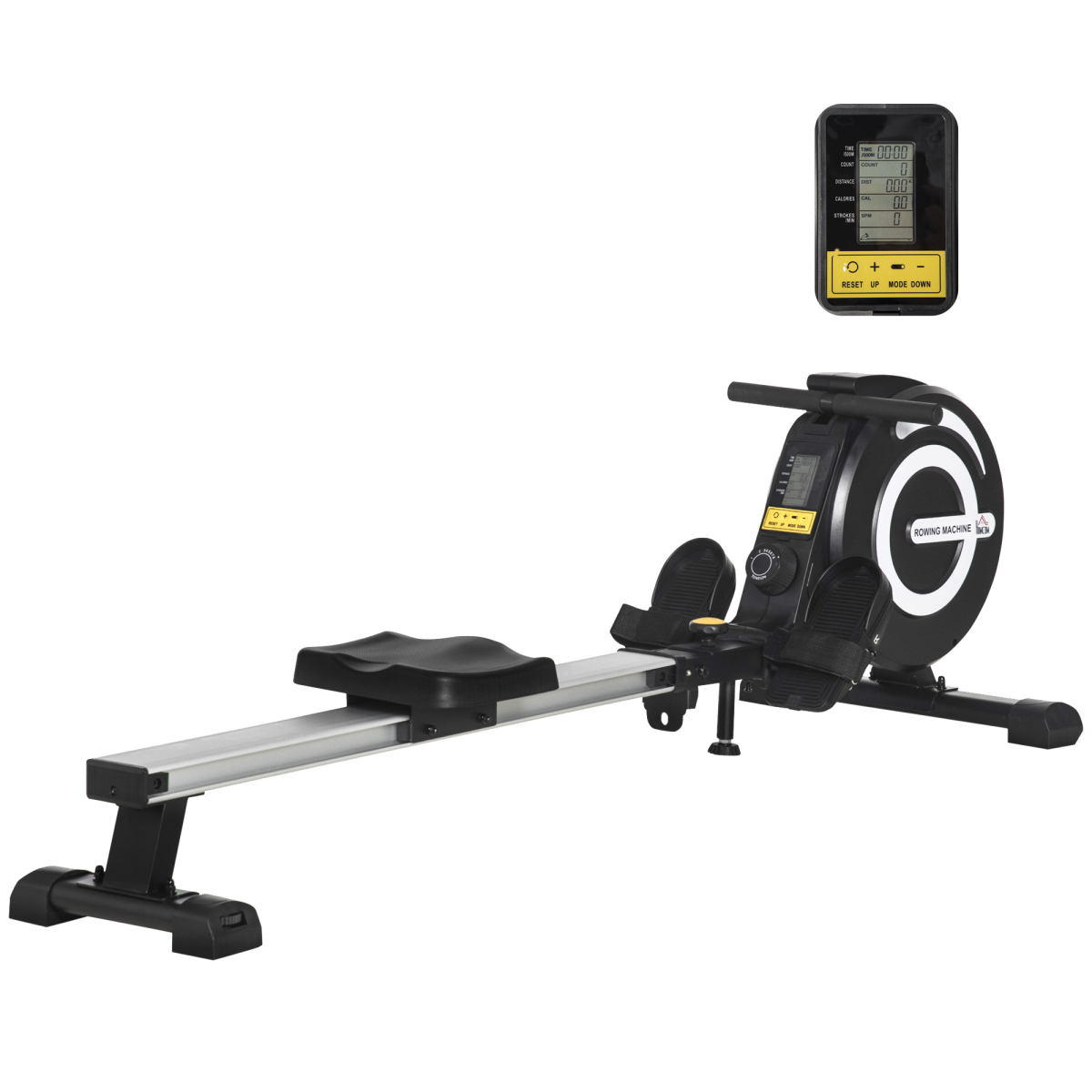 HOMCOM Folding Magnetic Rowing Machine with 8 Resistance Levels & LCD Monitor – Quiet Home Gym Cardio Rower