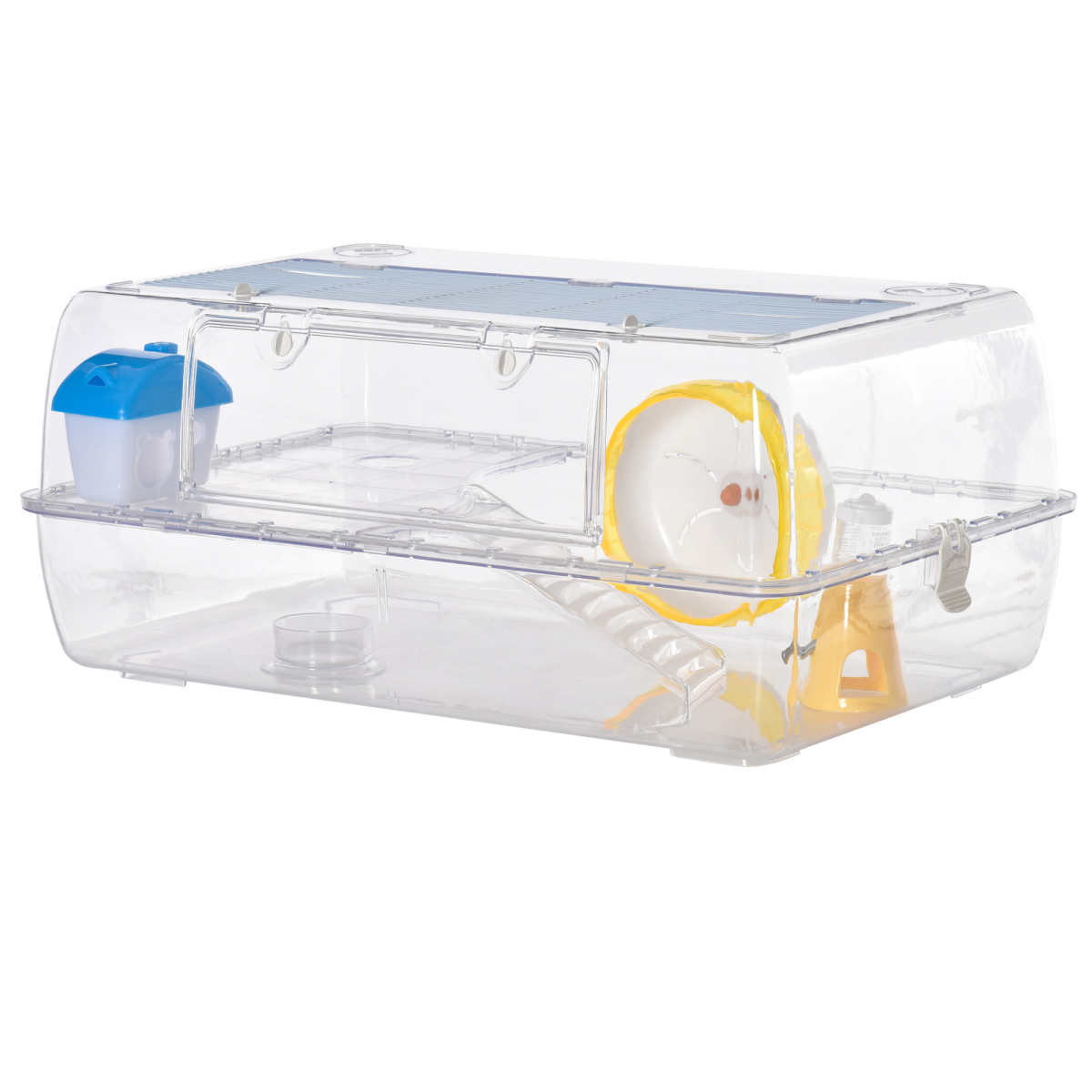 PawHut Portable 2-Storey Hamster Cage with Running Wheel, Drinker & Feeding Bowl – Small Animal Habitat