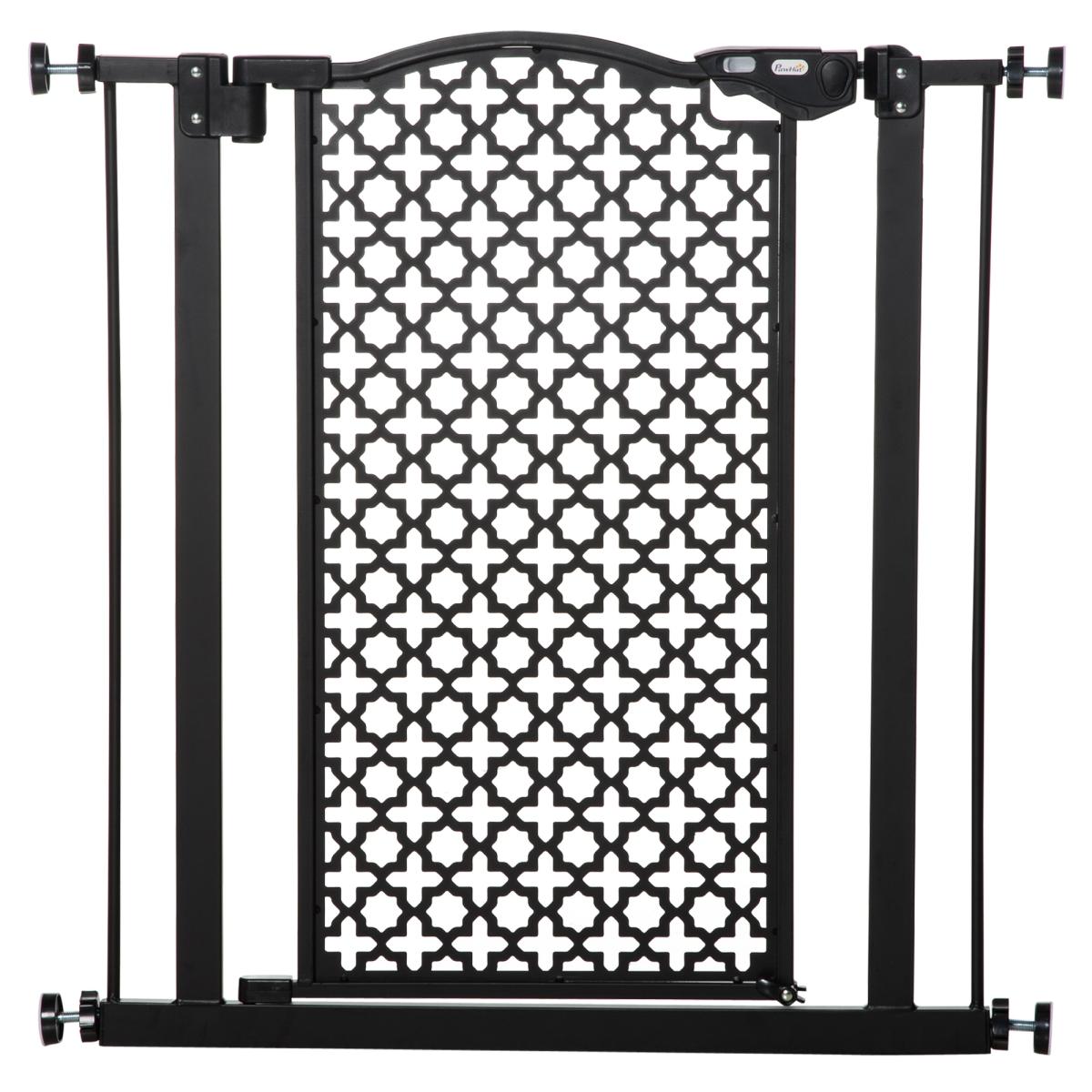PawHut Pet Safety Gate, 74–80cm Pressure Fit with Auto Close and Double Locking – Stair Gate, Black