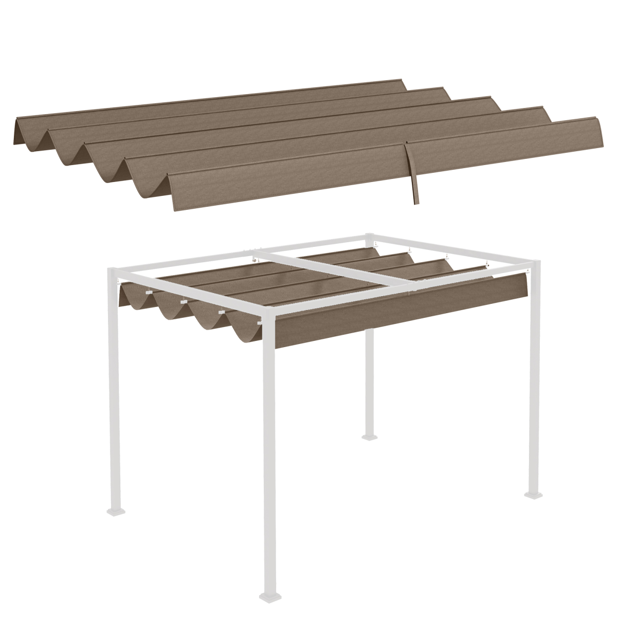 Outsunny Pergola Sun Shade Cover Replacement for 3 x 2.15m Pergola (84C-175) – UV30+ PU-Coated, Coffee