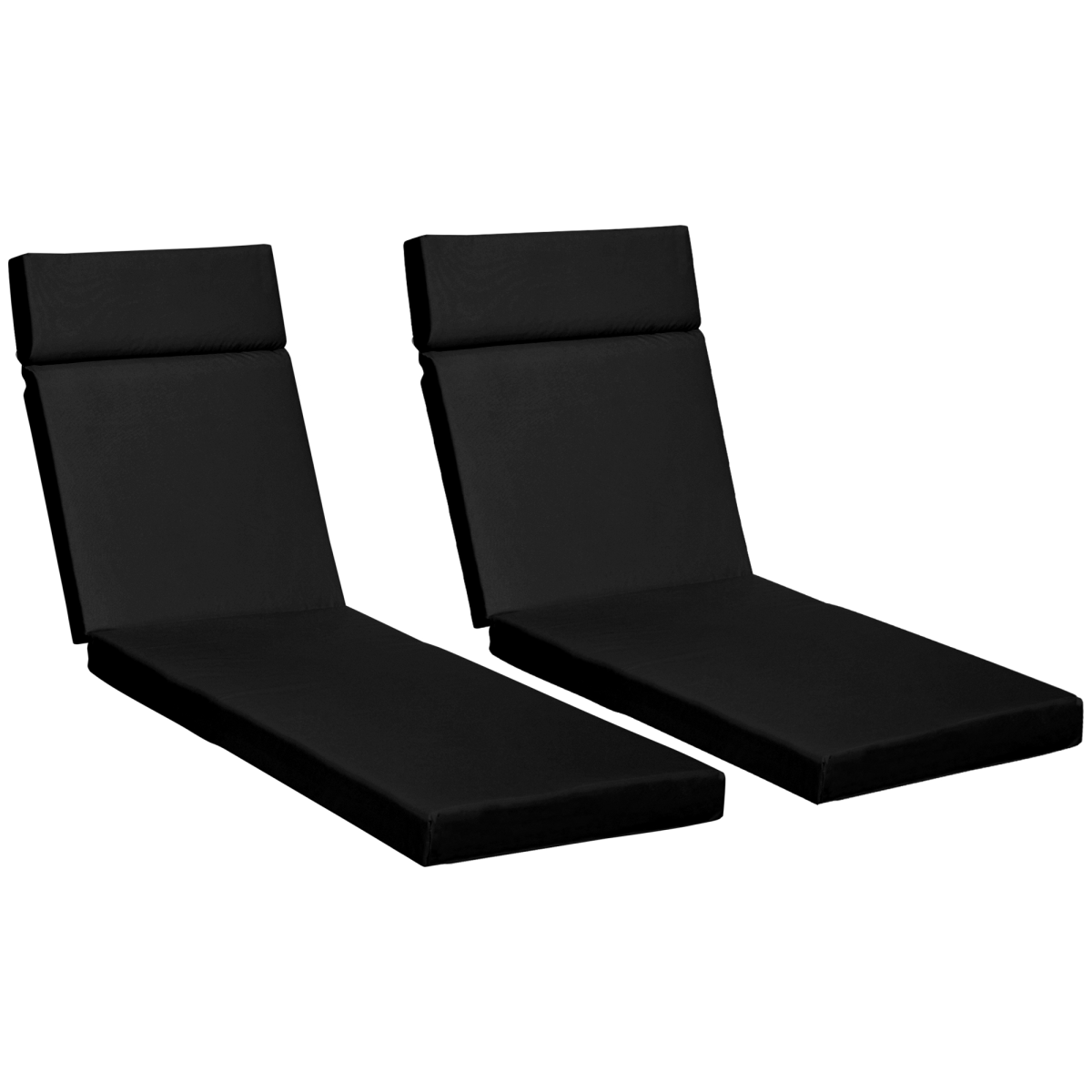 Outsunny Set of 2 Lounger Cushions with Ties, Thick Cotton Filling – Deep Seat Patio Cushions, Black