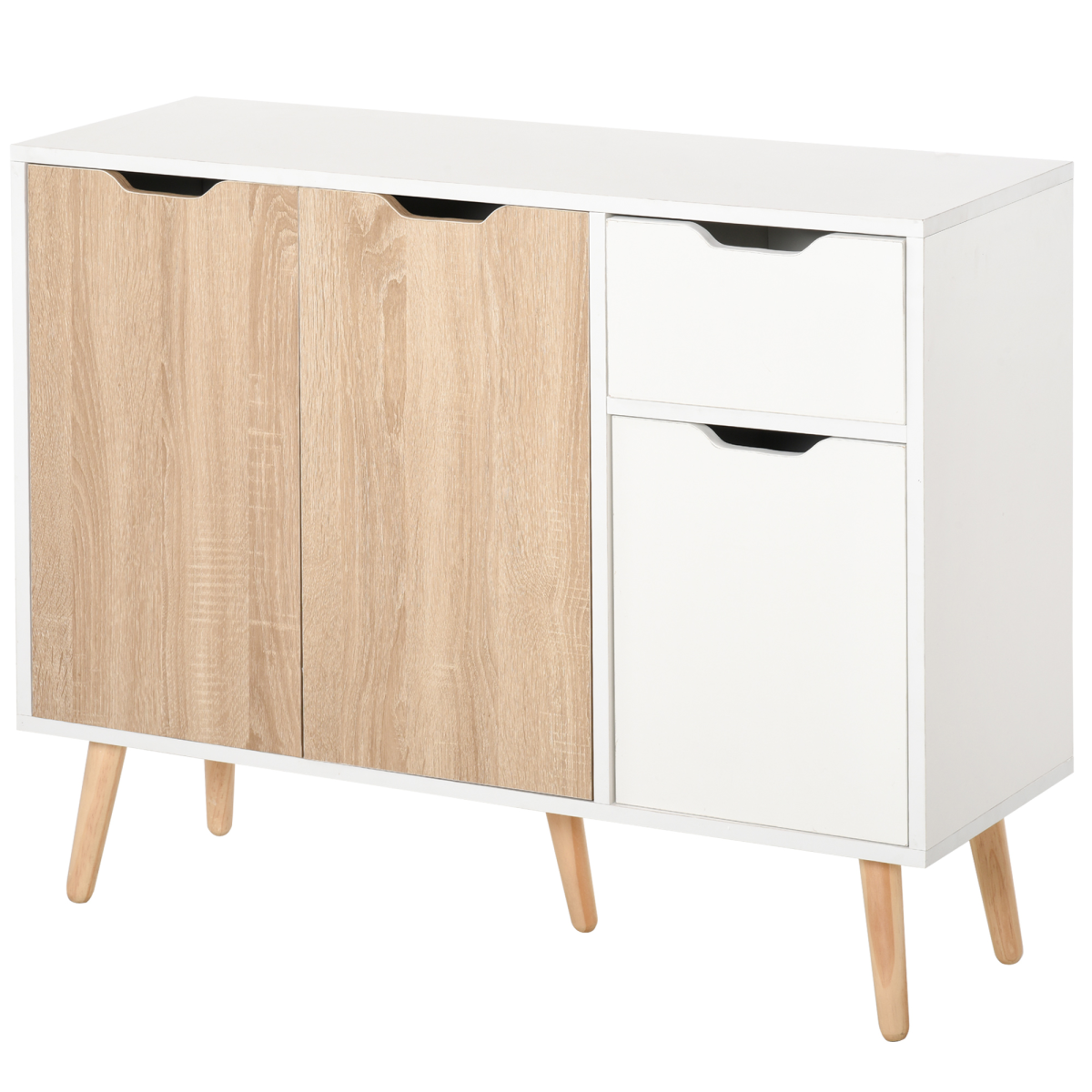 Scandinavian-Style Storage Cabinet Sideboard with Drawer and Four Doors – Bedroom, Living Room, Home Office