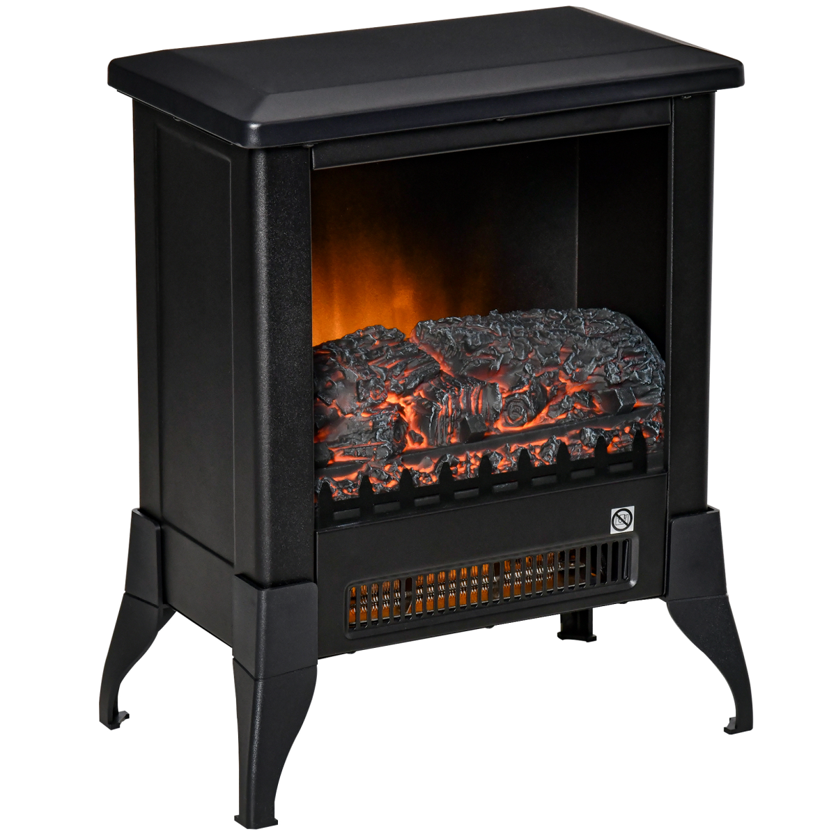 HOMCOM Freestanding Electric Fireplace Stove with Adjustable Temperature – Glass Front, Overheat Protection