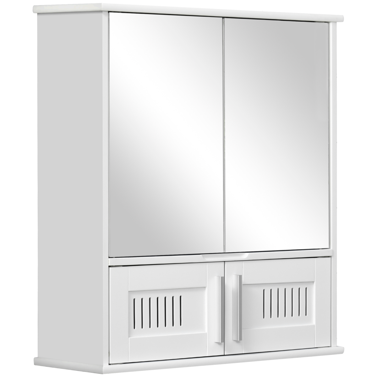 kleankin Wall-Mounted Bathroom Mirror Cabinet with Double Doors and Adjustable Shelf – Storage Cupboard, White