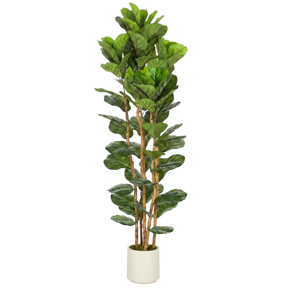 HOMCOM 180cm Artificial Fiddle Leaf Fig Tree in White Pot – Realistic Faux Plant for Home and Office, Green