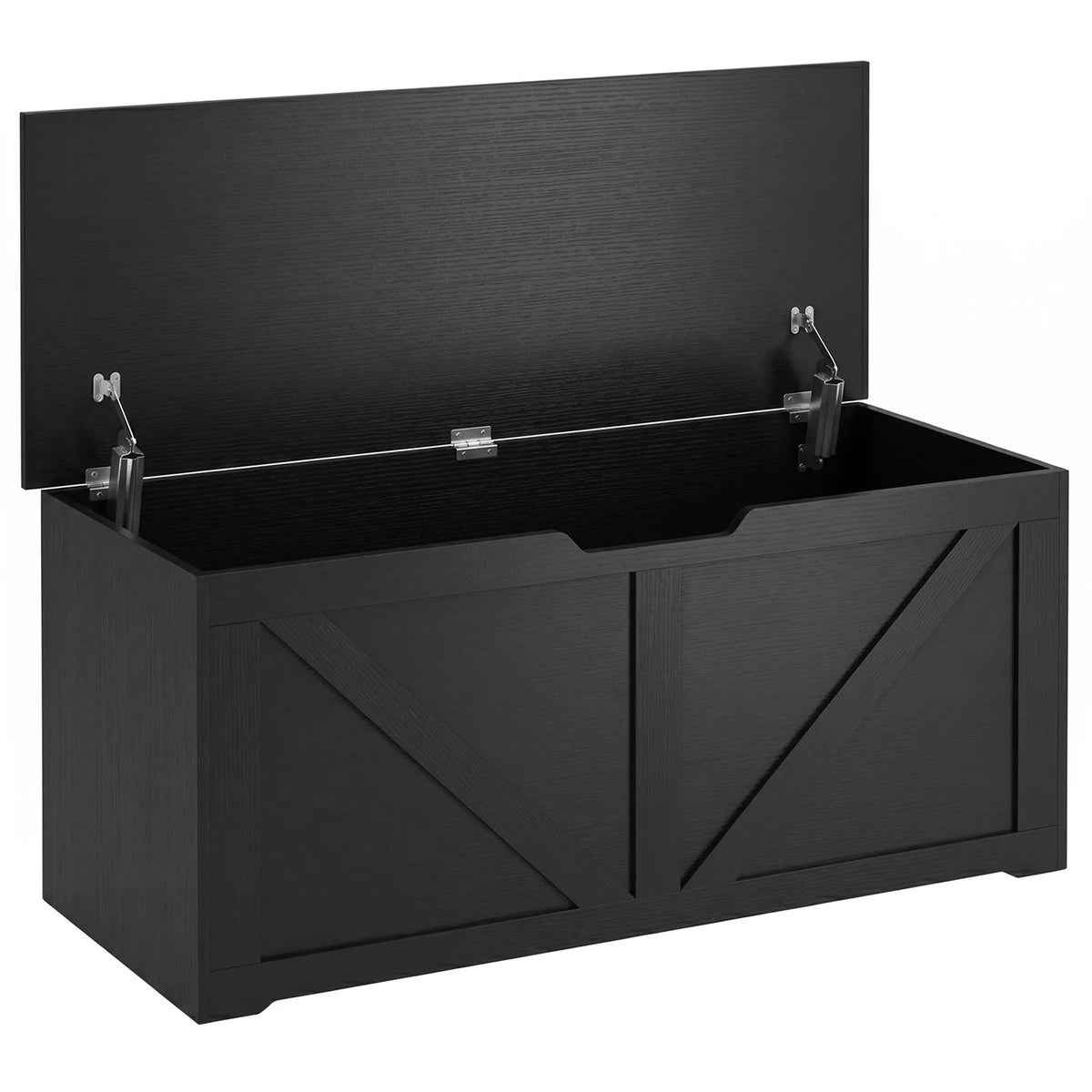 HOMCOM 127L Storage Chest Bench with Safety Hinges – Seat Trunk for Bedroom and Hallway, Black