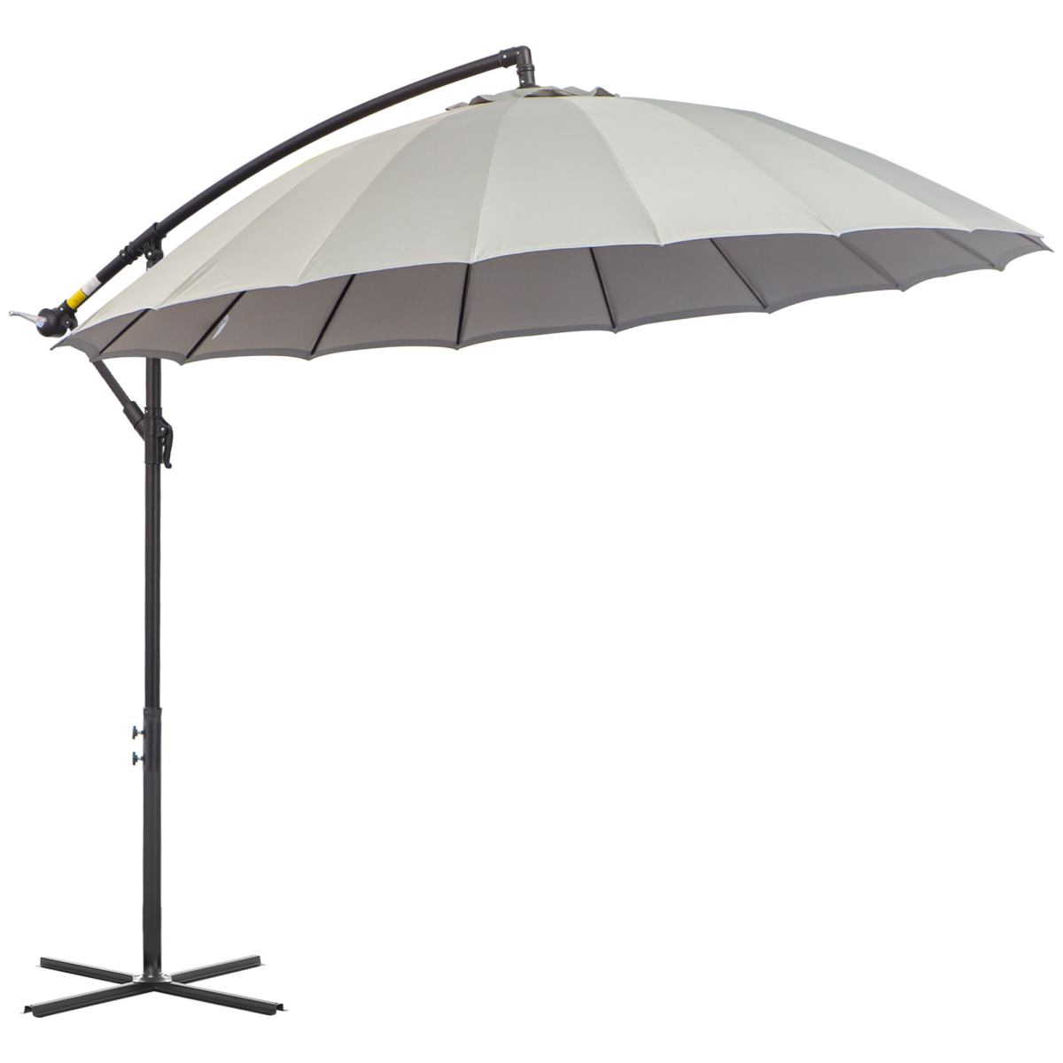 Outsunny 3m Cantilever Parasol with Hand Crank, Top Air Vent & Cross Base – Offset Patio Shade, Grey